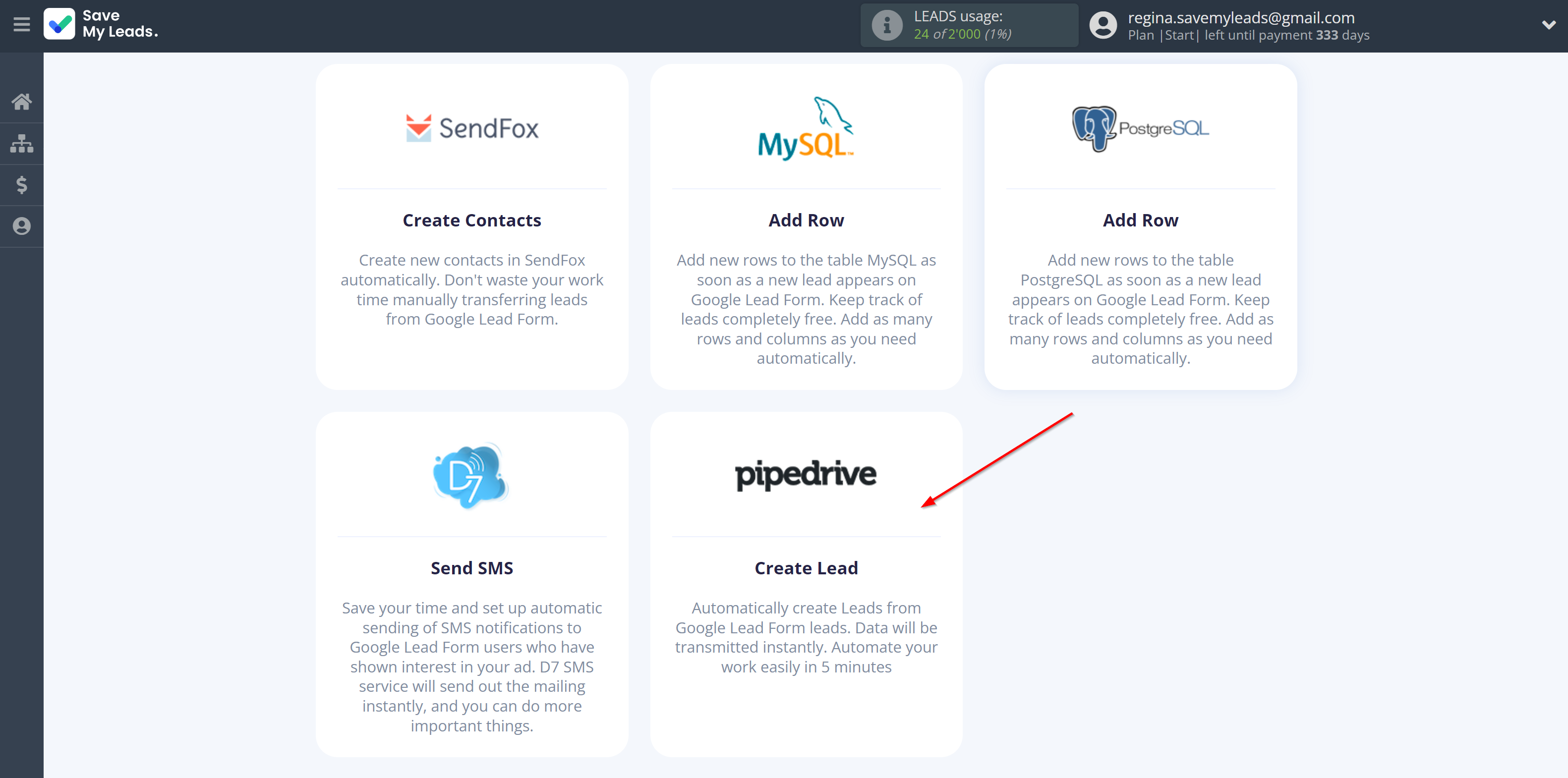 How to Connect Google Lead Form with Pipedrive Create Lead | Data Destination system selection