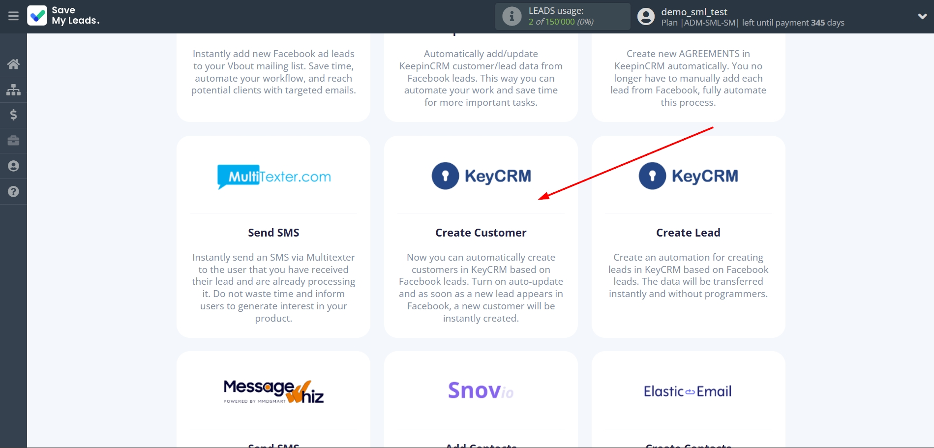 How to Connect Facebook with KeyCRM Create Customer | Data Destination system selection How to Connect Facebook with KeyCRM Create Customer | Data Destination system selection