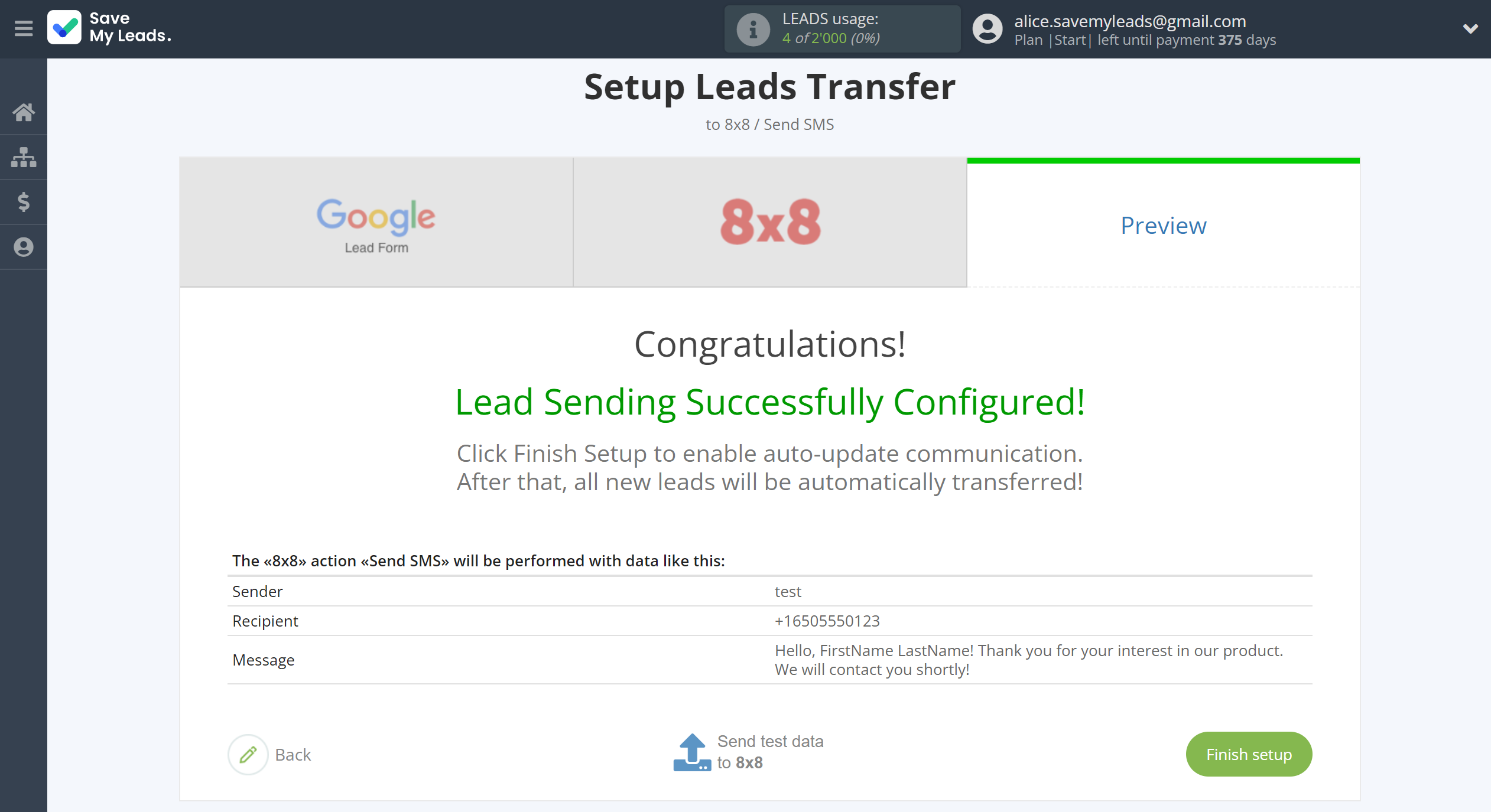 How to Connect Google Lead Form with 8x8 | Test data