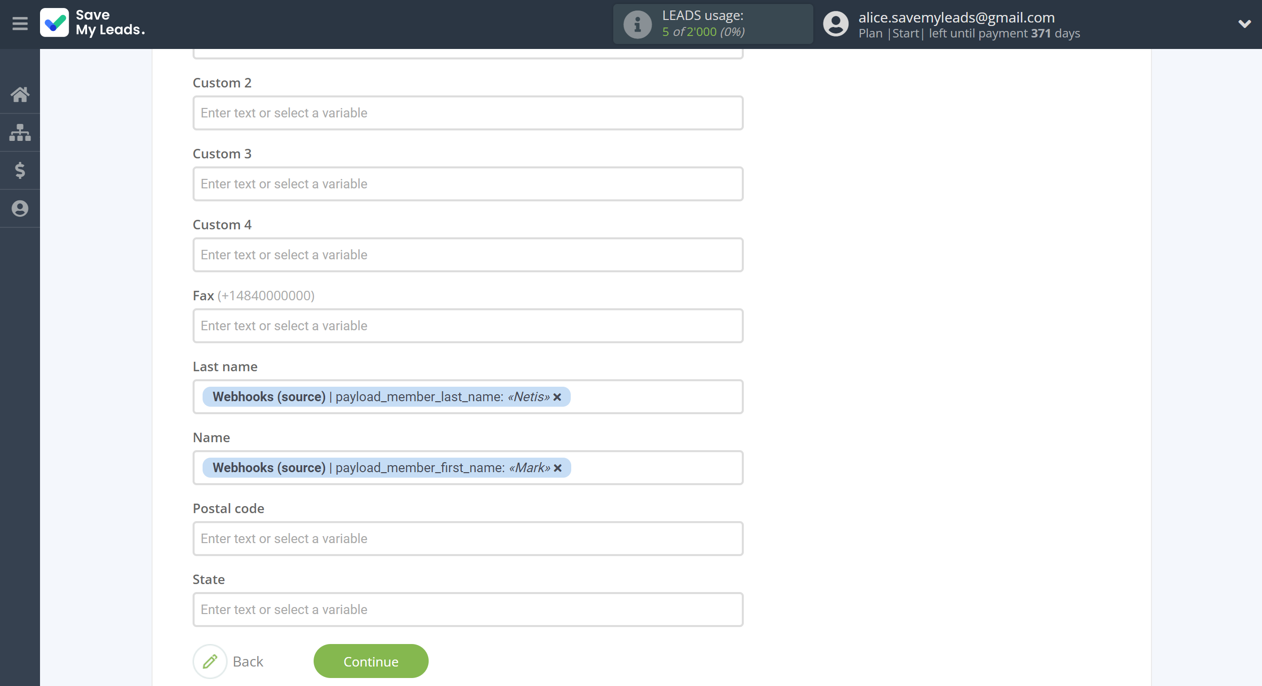 How to Connect Webhooks with ClickSend Add Contacts | Assigning fields