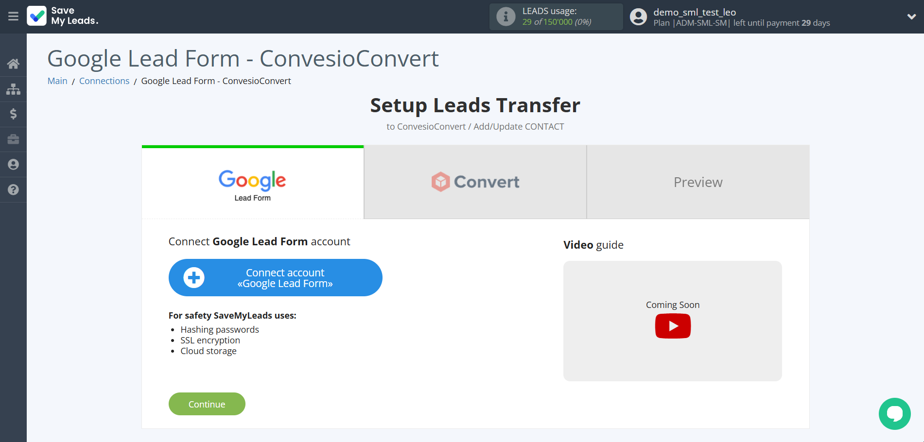 How to Connect Google Lead Form with ConvesioConvert | Data Source account connection