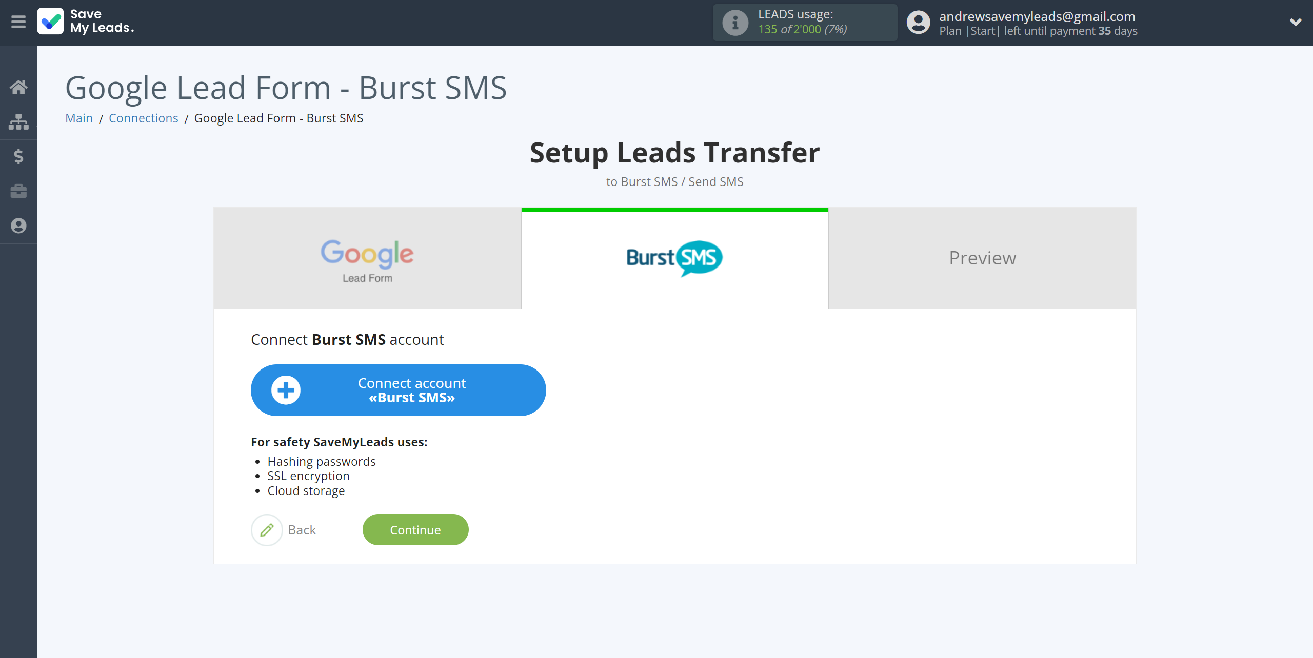 How to Connect Google Lead Form with Burst SMS | Data Destination account connection