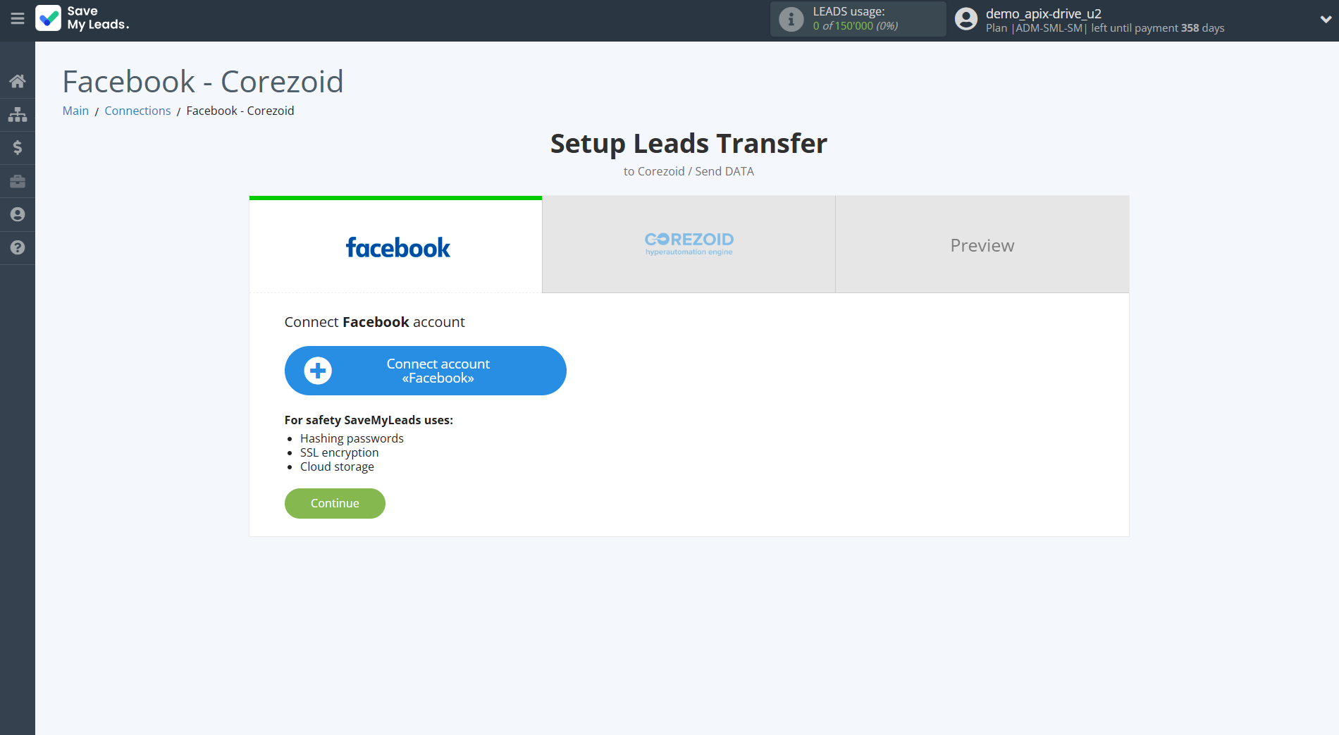 How to Connect Facebook with Corezoid | Data Source account connection
