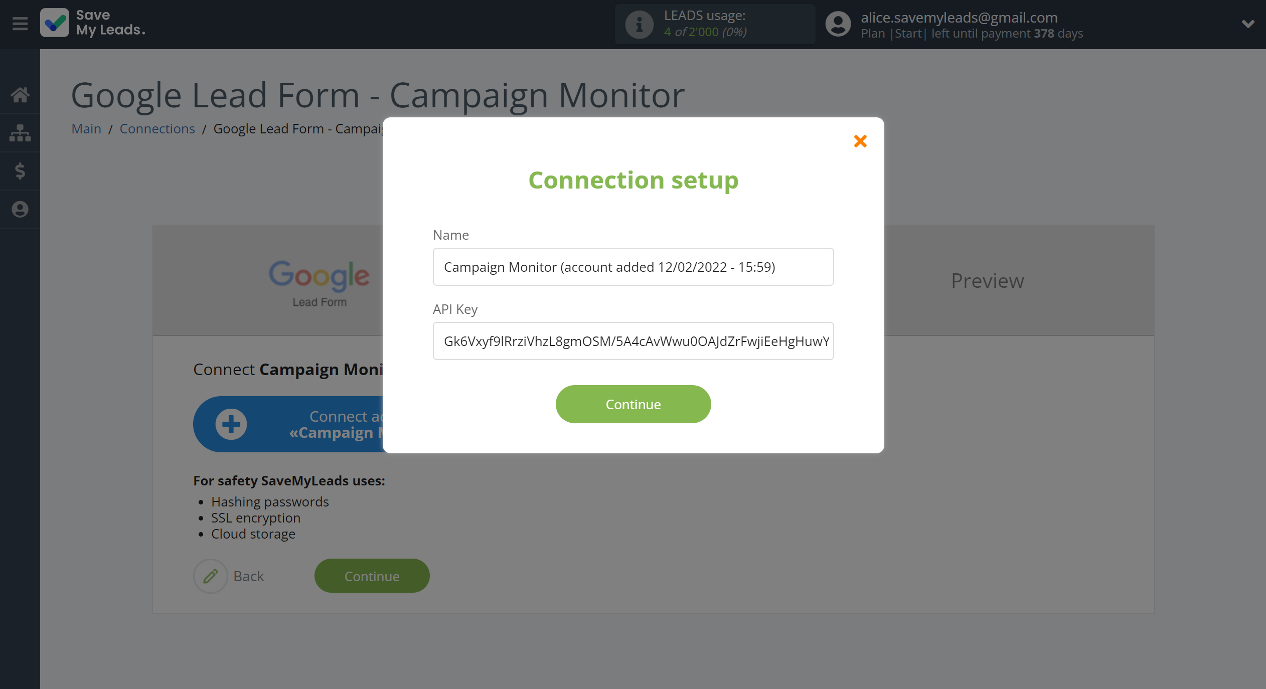 How to Connect G.oogle Lead Form with Campaign Monitor | Data Destination account connection