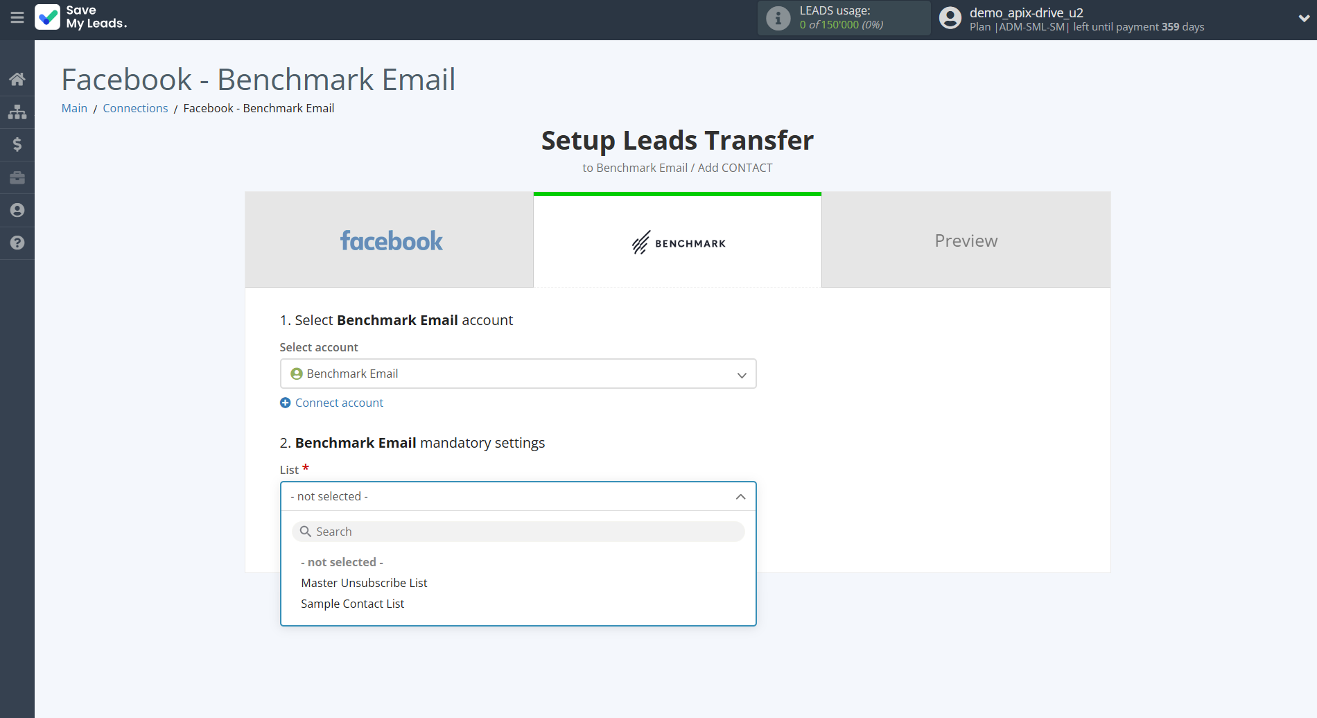 How to Connect Facebook with Benchmark Email | Assigning fields