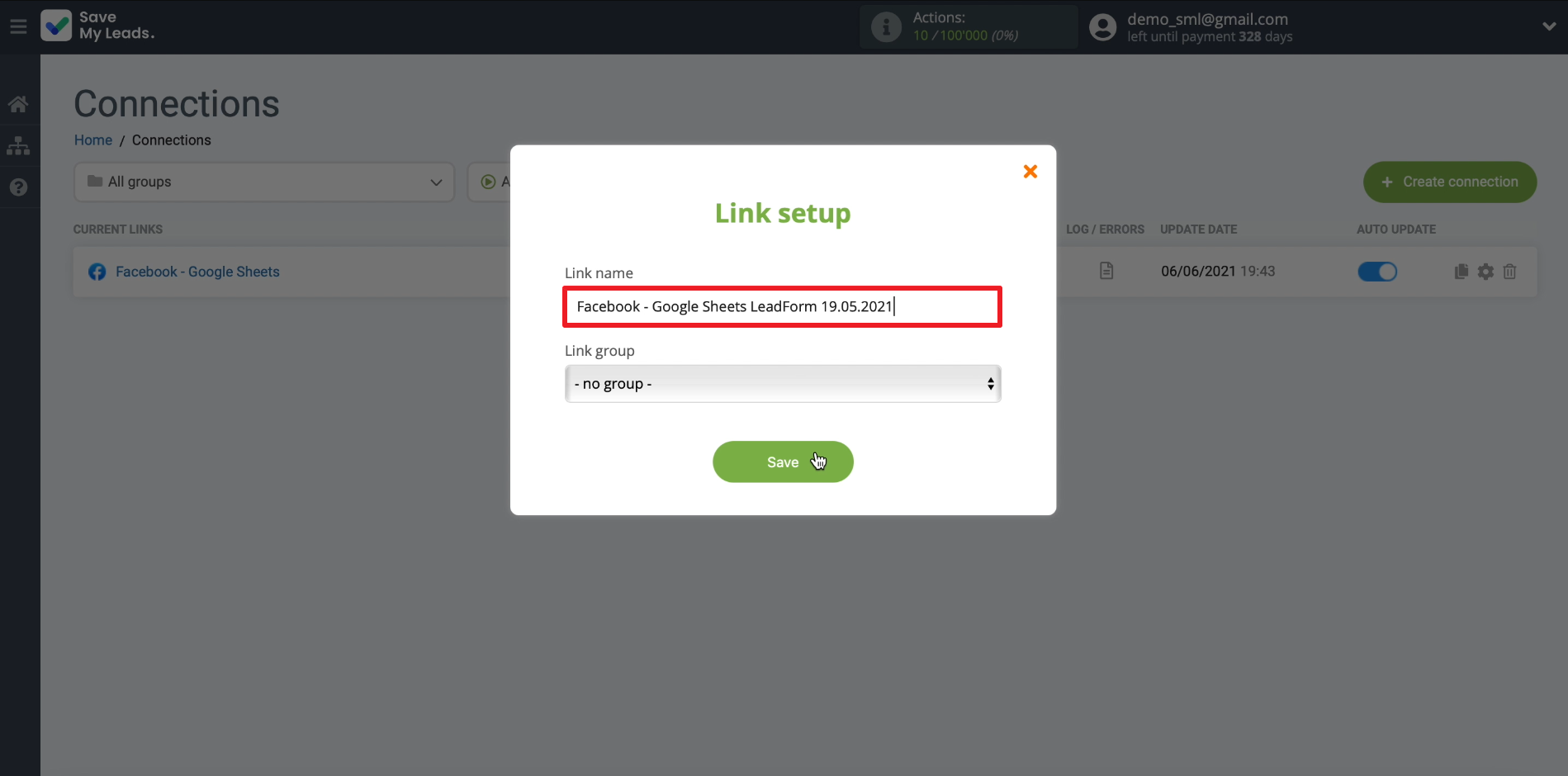 How to set up the upload of new leads from your Facebook ad account to Google Sheets | Editing name of the connection How to set up the upload of new leads from your Facebook ad account to Google Sheets | Editing name of the connection