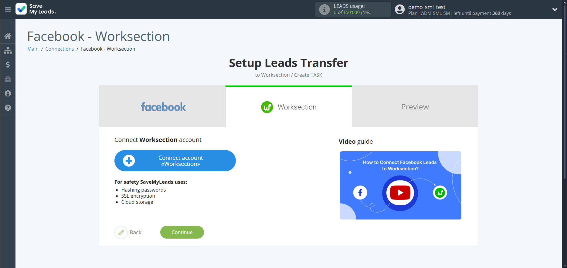 How to Connect Facebook with Worksection | Data Destination account connection