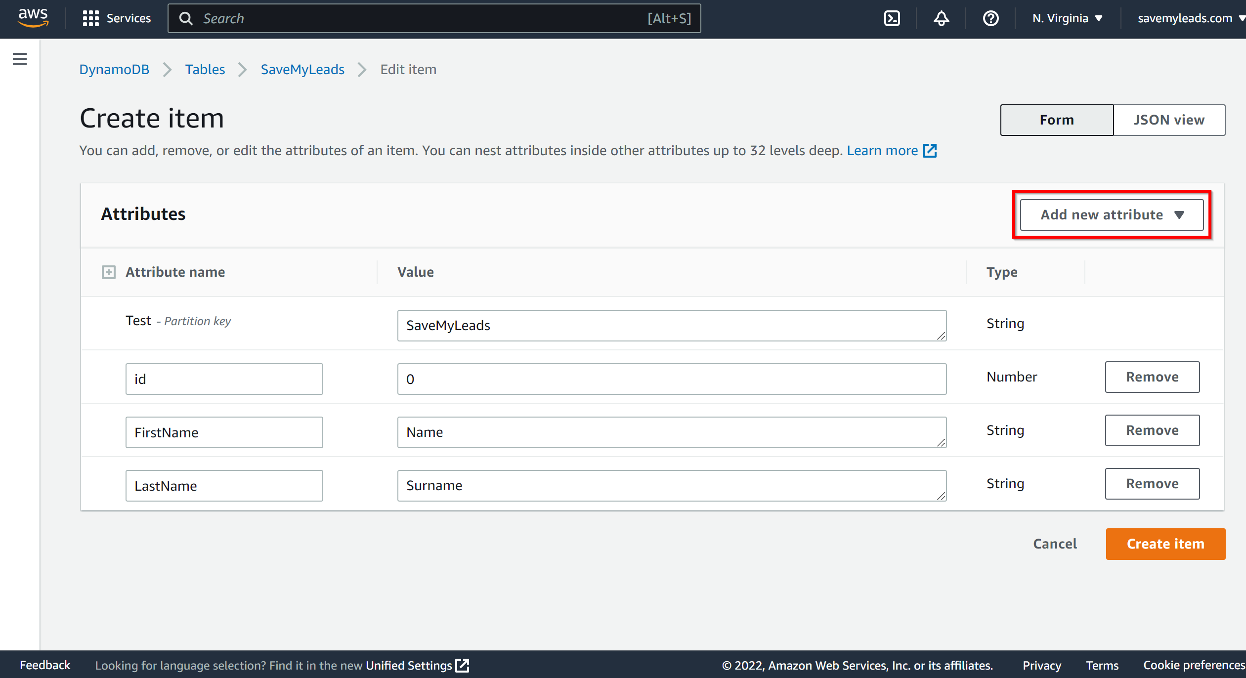 How to Connect Webhooks with Amazon DynamoDB | Creating table