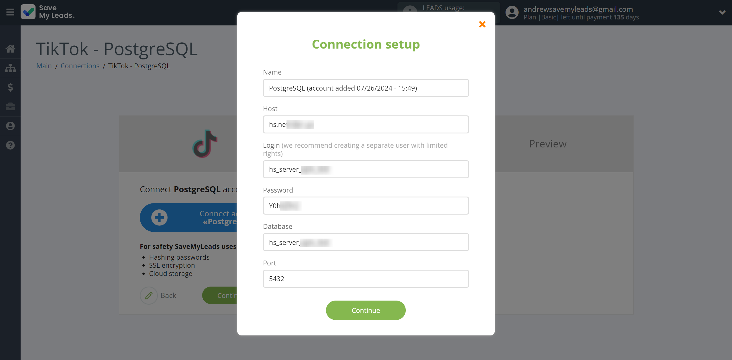 How to Connect TikTok with PostgreSQL | Data Destination account connection