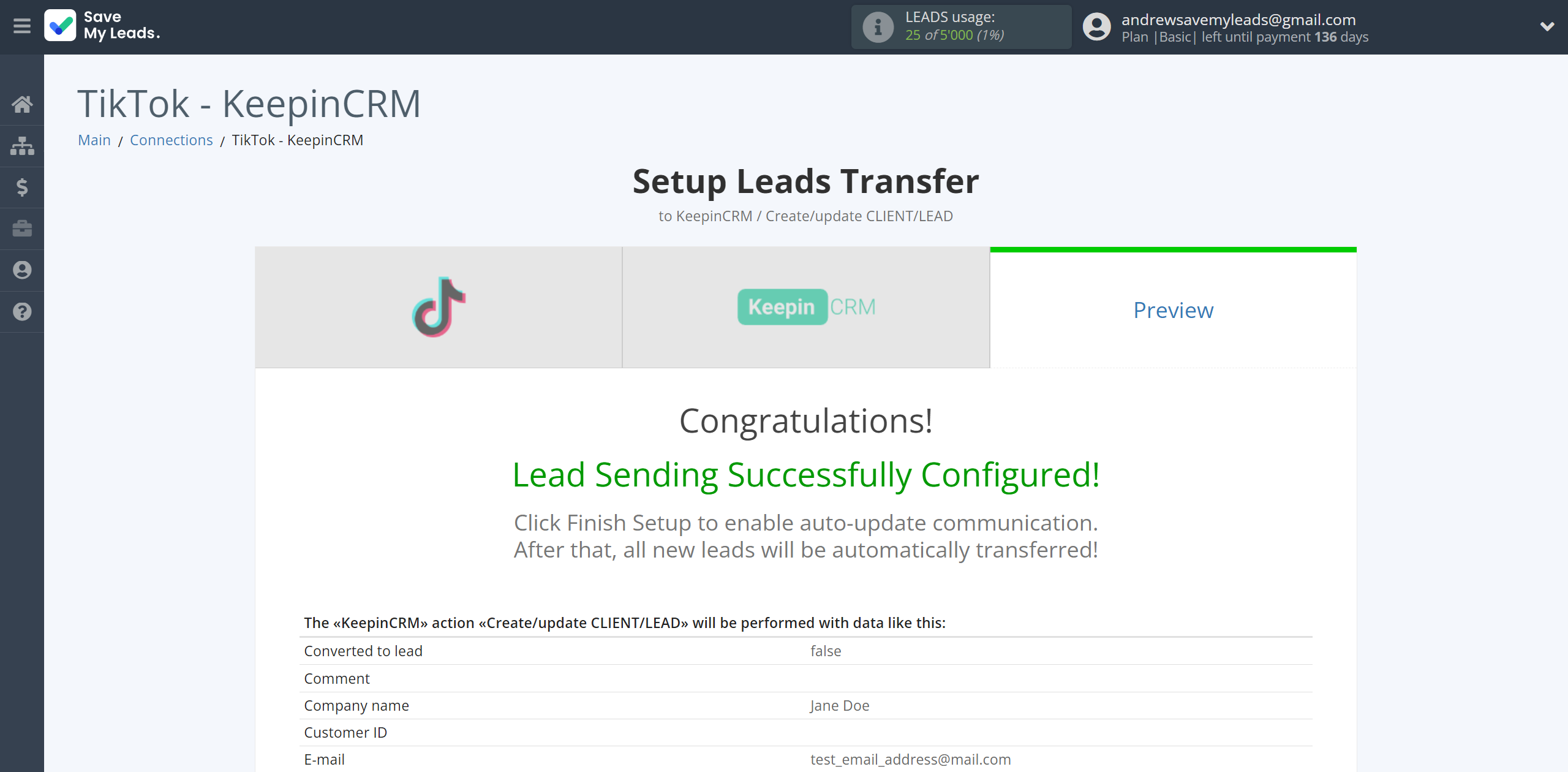 How to Connect TikTok with KeepinCRM Create/update Client/Lead | Test data