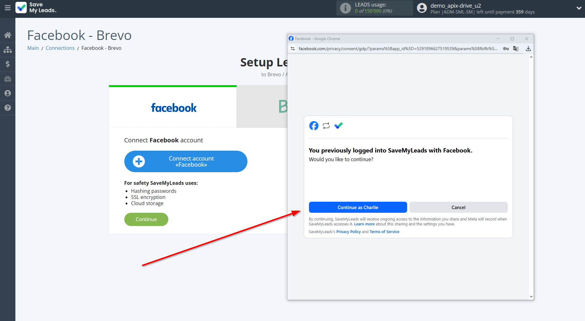 How to Connect Facebook with Brevo | Data Source account connection