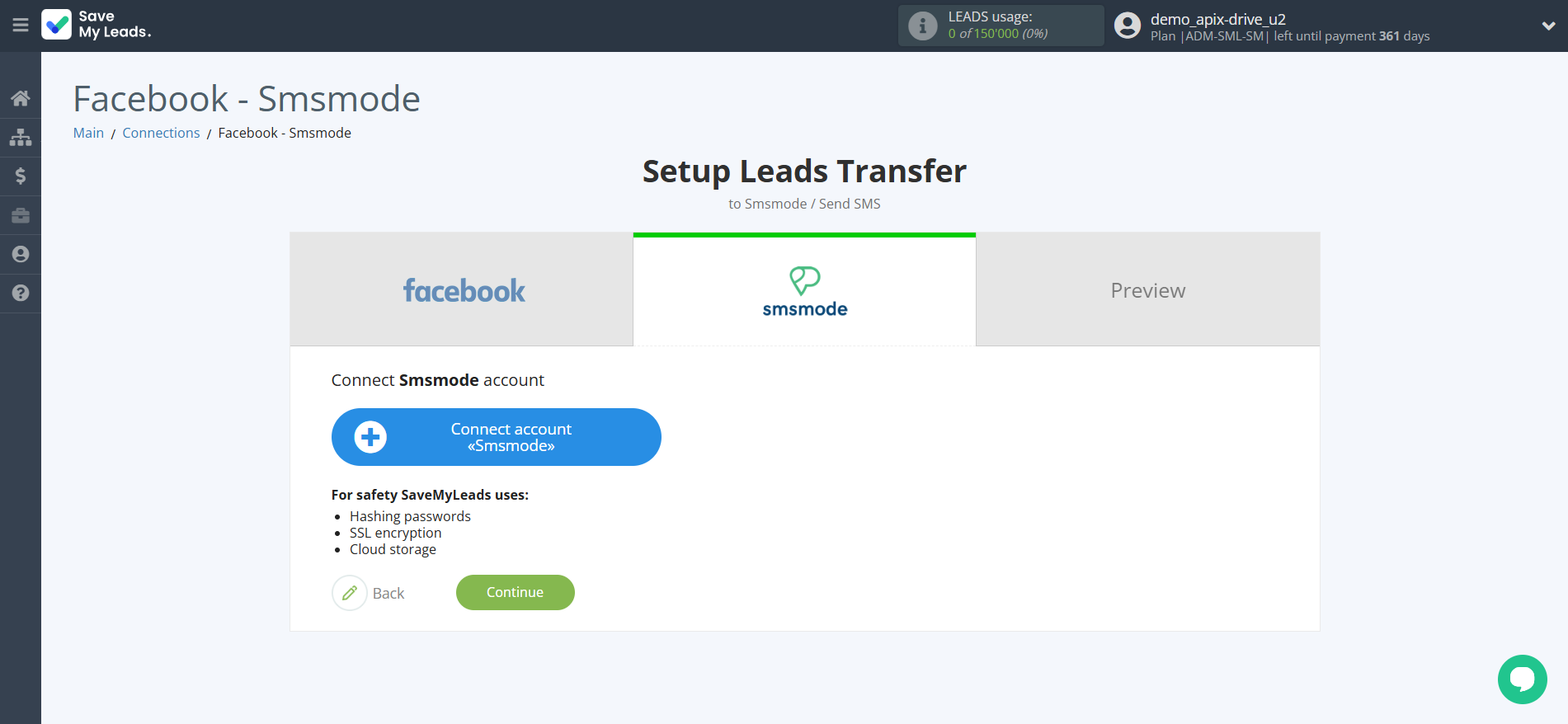 How to Connect Facebook with Smsmode | Data Destination account connection