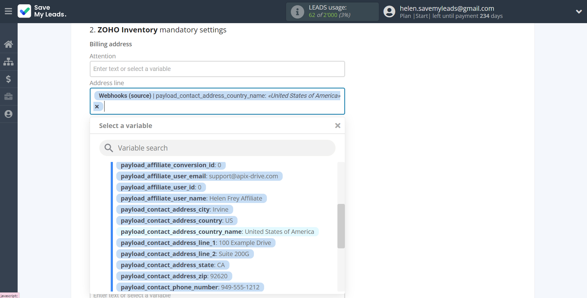 How to Connect Webhooks with Zoho Inventory Create Contacts | Assigning fields