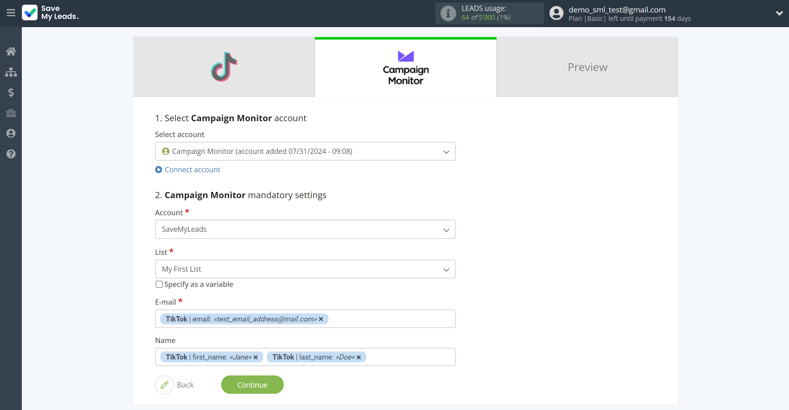 How to Connect TikTok with Campaign Monitor | Assigning fields