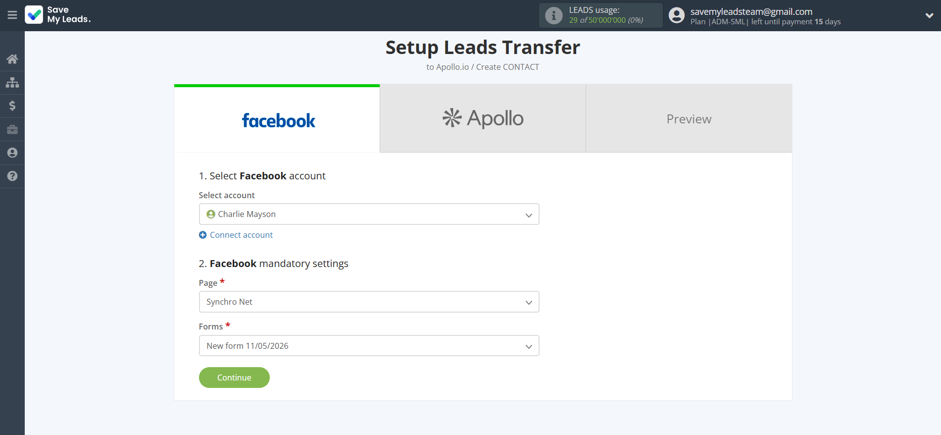 How to Connect Facebook with Apollo.io Create Contacts | Data Source account connection How to Connect Facebook with Apollo.io Create Contacts | Data Source account connection