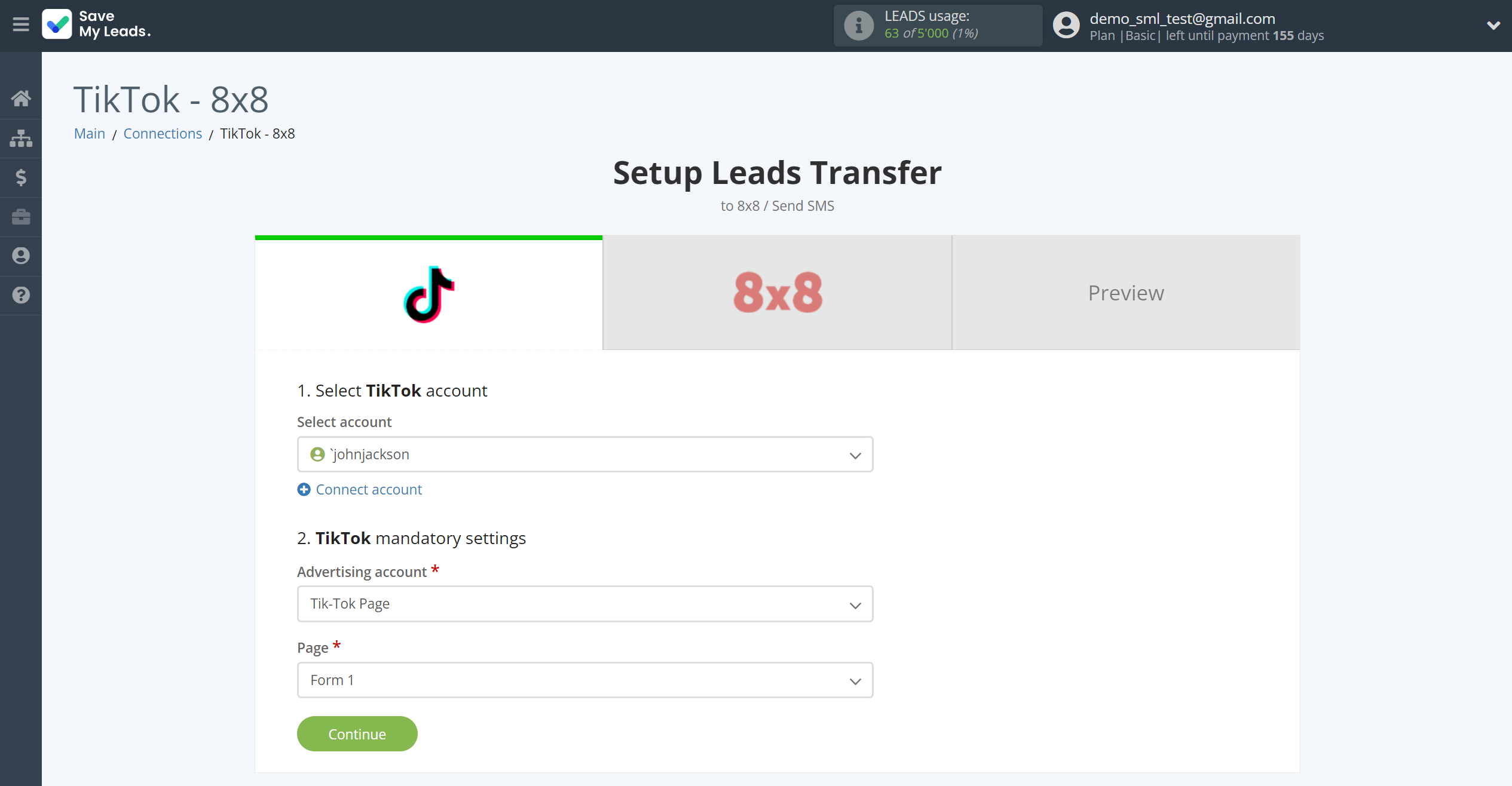 How to Connect TikTok with 8x8 | Data Source account connection