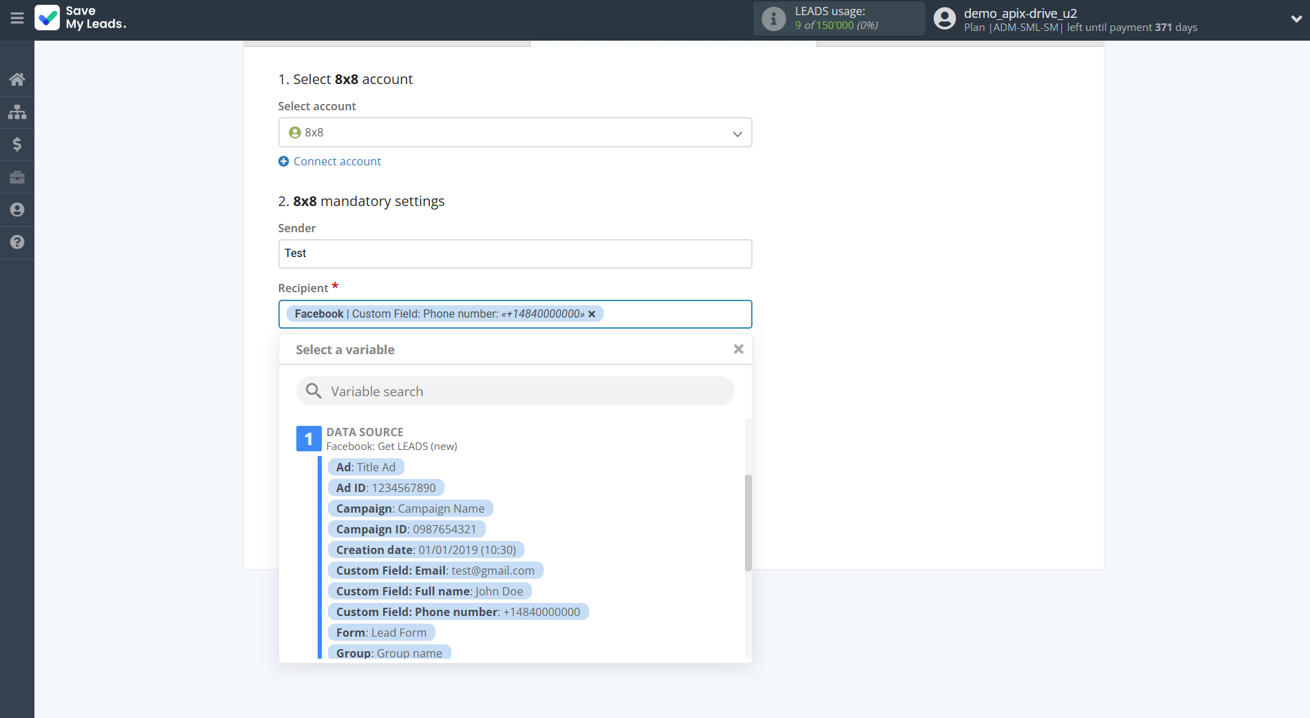 How to Connect Facebook with 8x8 | Assigning fields How to Connect Facebook with 8x8 | Assigning fields