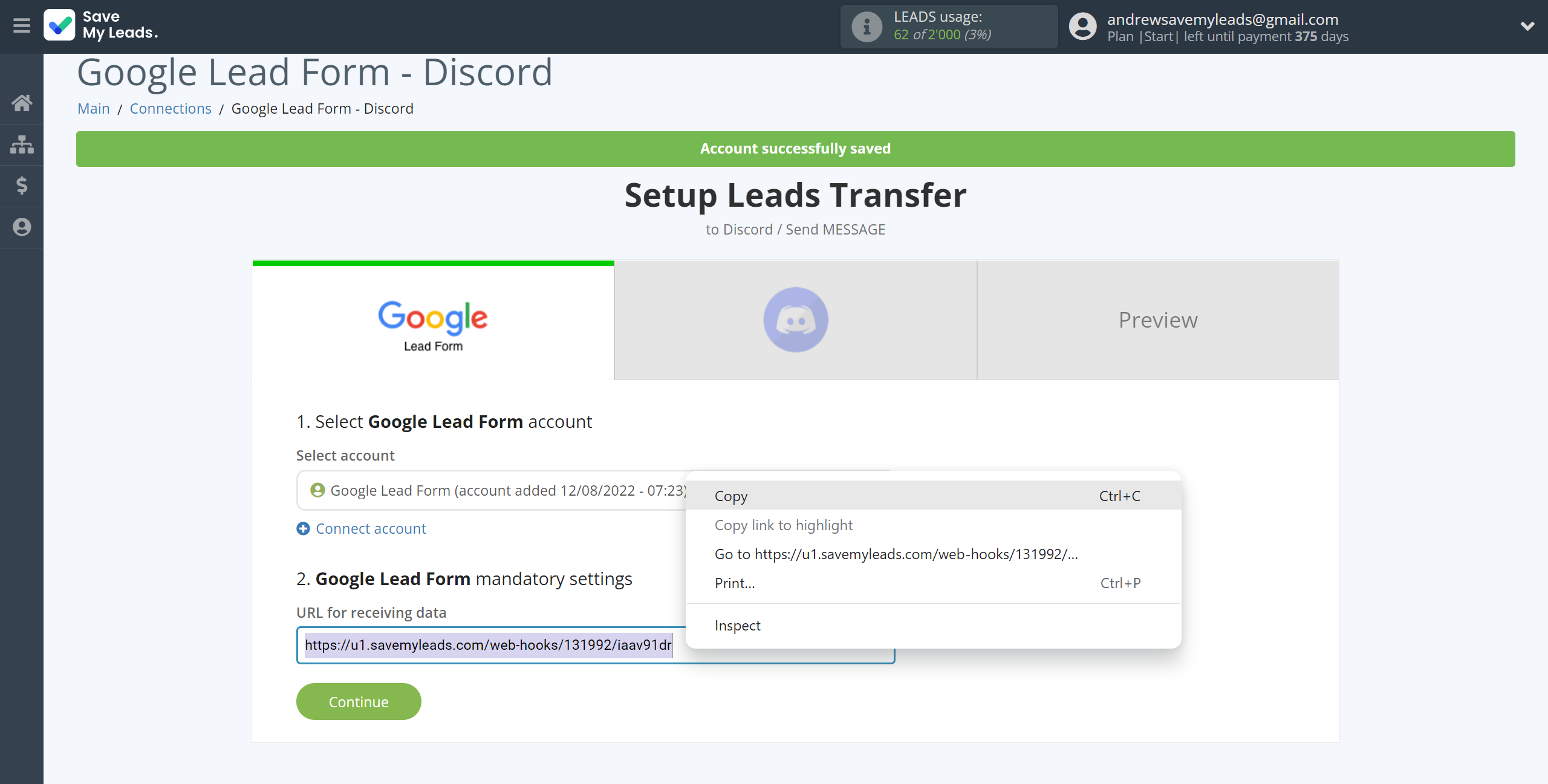 How to Connect Google Lead Form with Discord | Data Source account connection