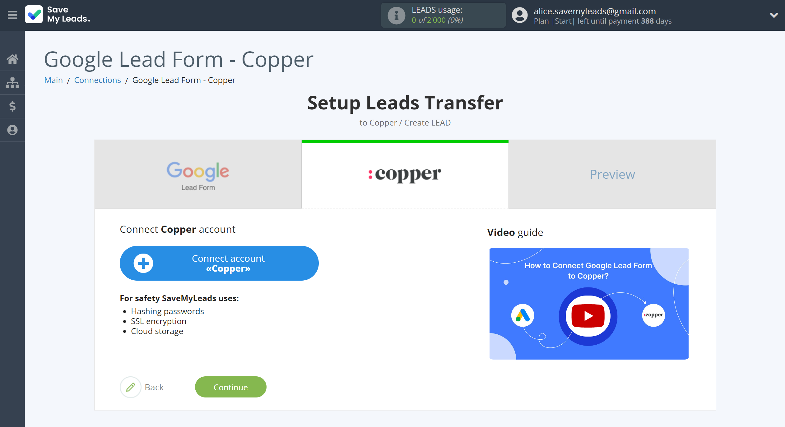 How to Connect Google Lead Form with Copper Create Lead | Data Destination account connection