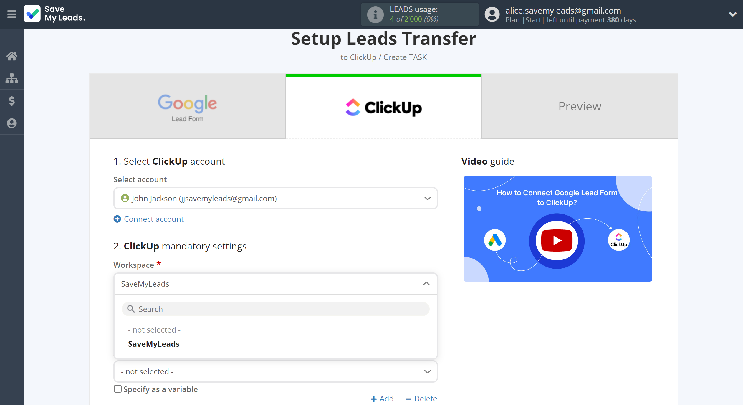 How to Connect Google Lead Form with ClickUp | Assigning fields