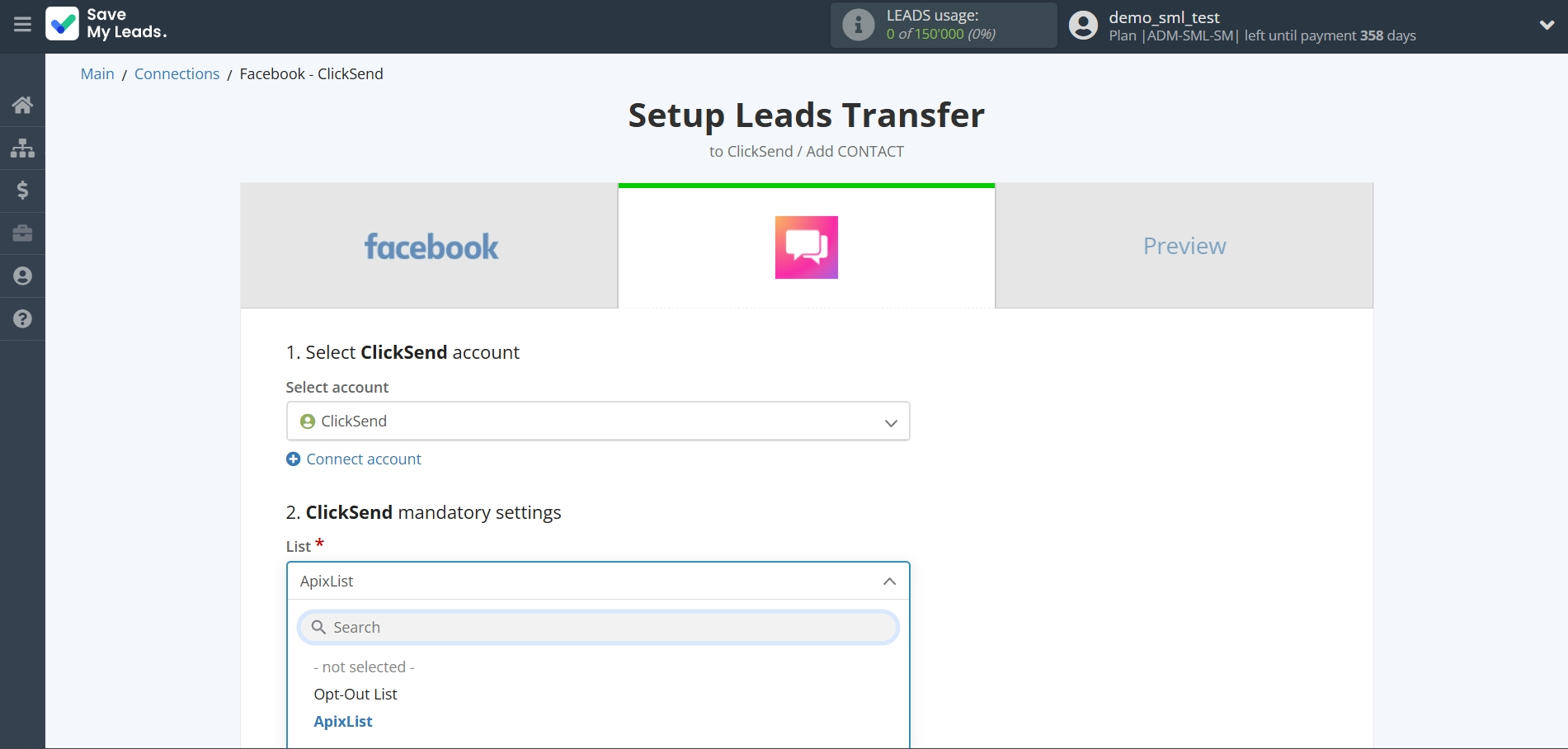 How to Connect Facebook with ClickSend Add Contacts | Assigning fields
