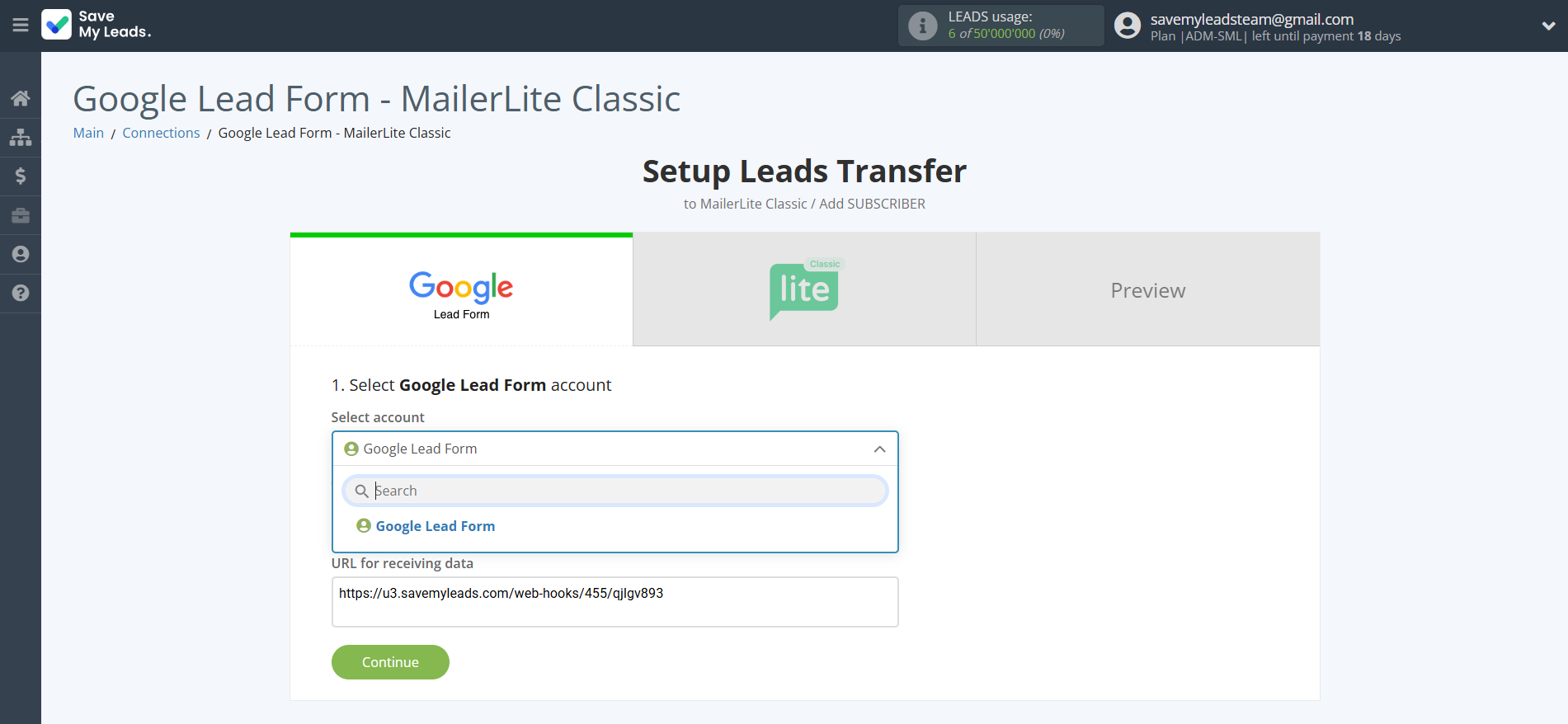 How to Connect Google Lead Form with MailerLite Classic | Data Source account selection How to Connect Google Lead Form with MailerLite Classic | Data Source account selection