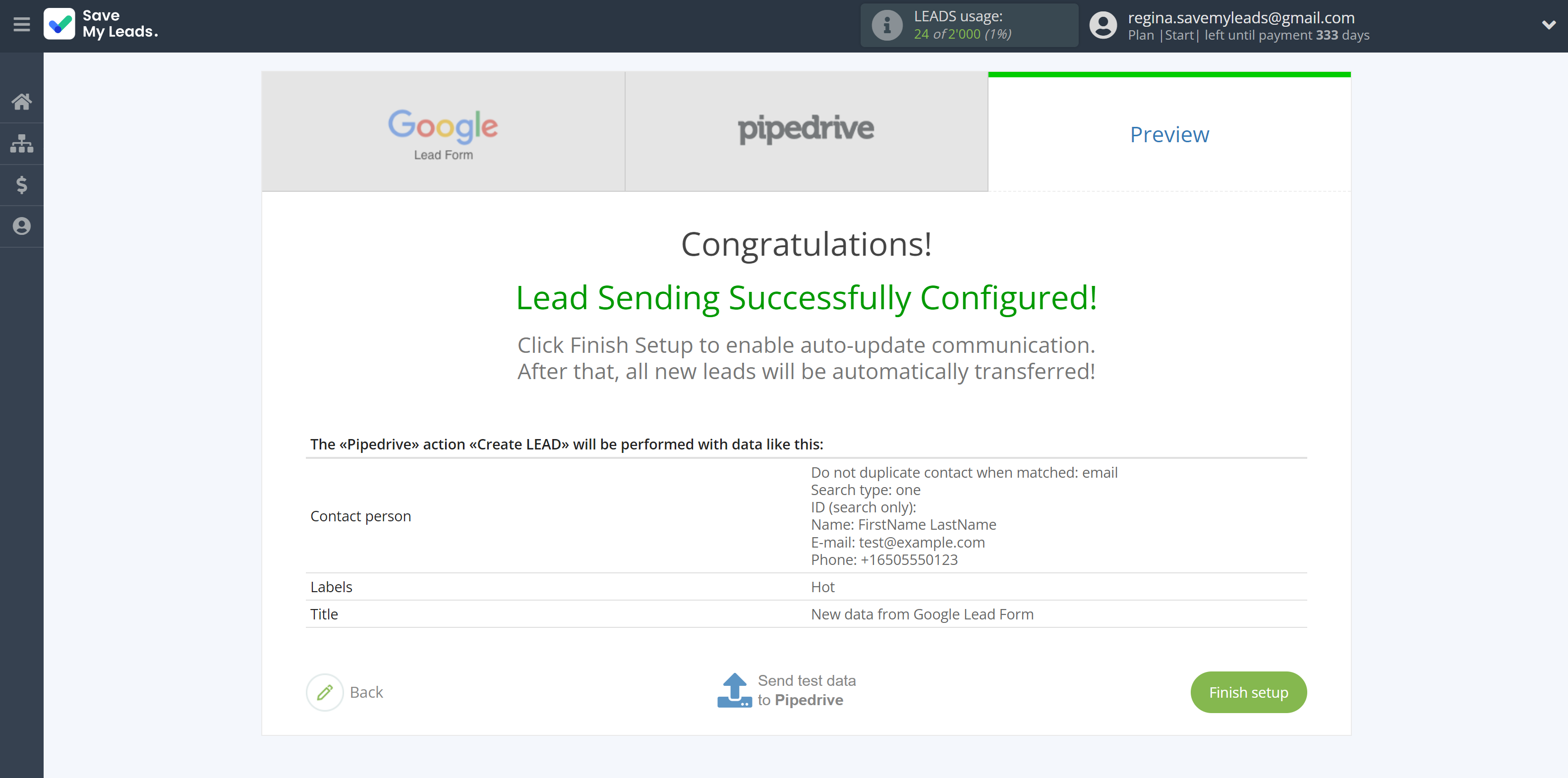 How to Connect Google Lead Form with Pipedrive Create Lead | Test data