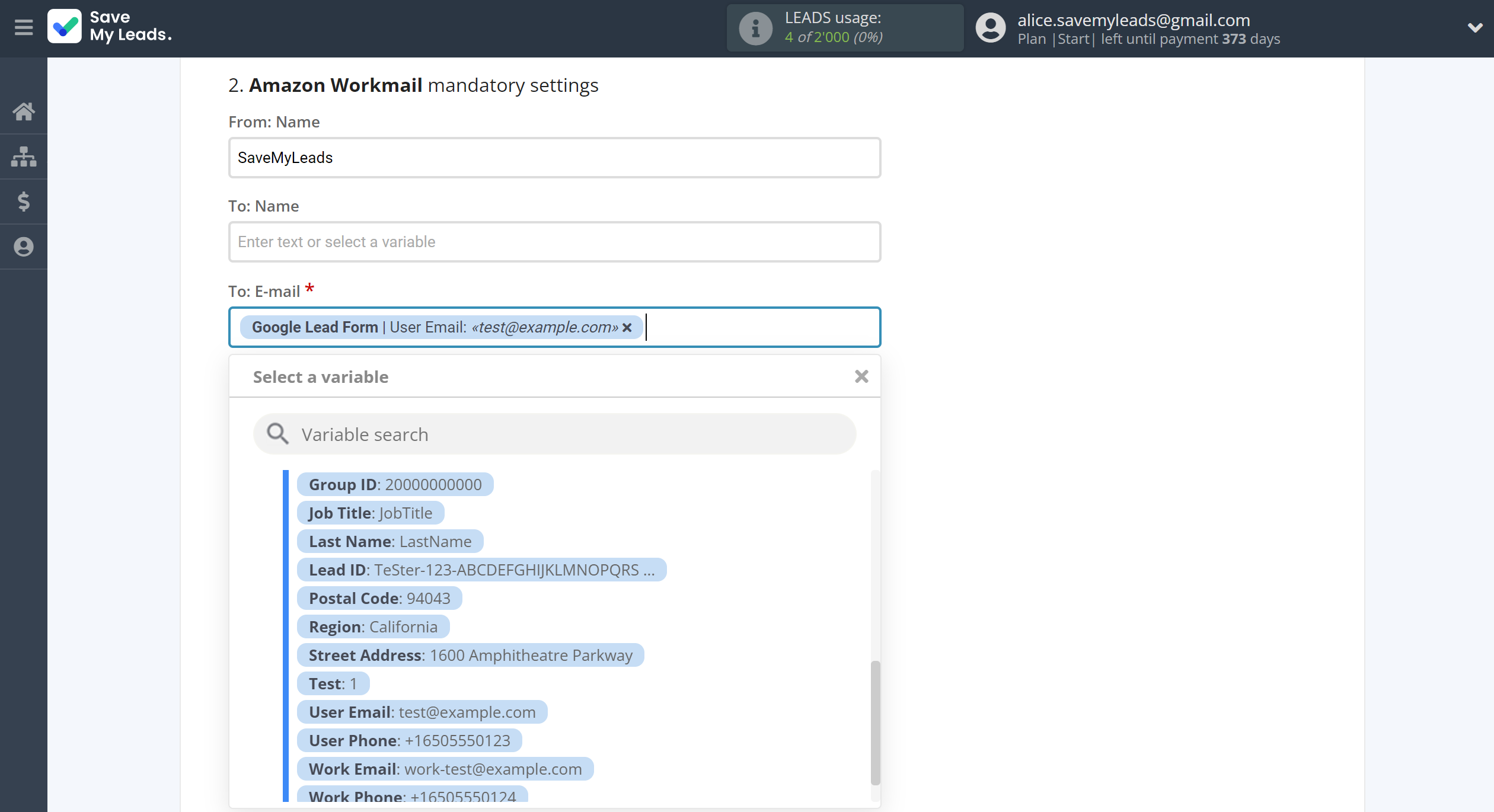 How to Connect Google Lead Form with Amazon Workmail | Assigning fields