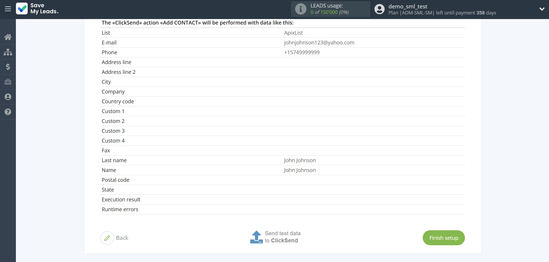 How to Connect Facebook with ClickSend Add Contacts | Test data
