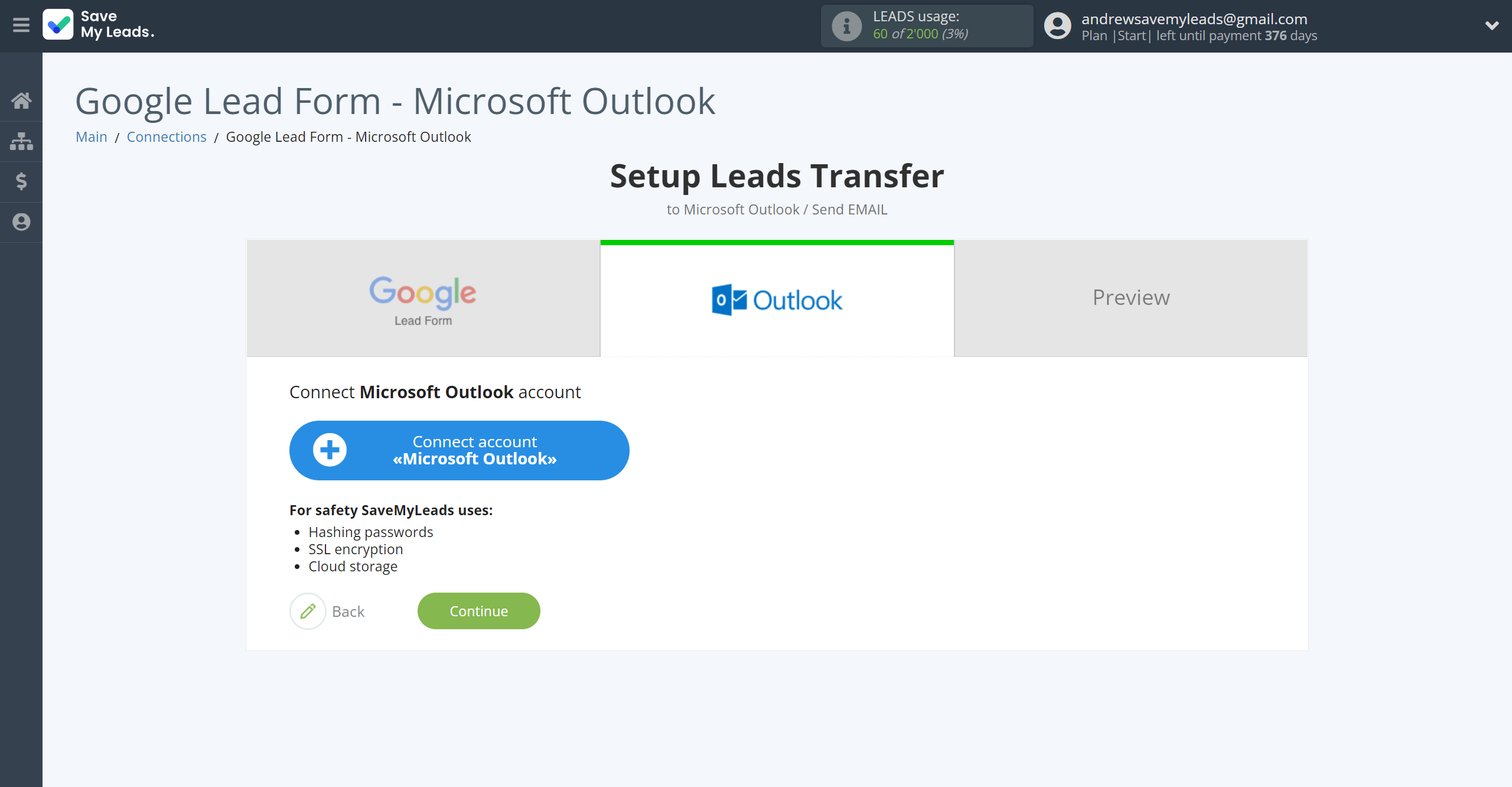 How to Connect Google Lead Form with Microsoft Outlook | Data Destination account connection