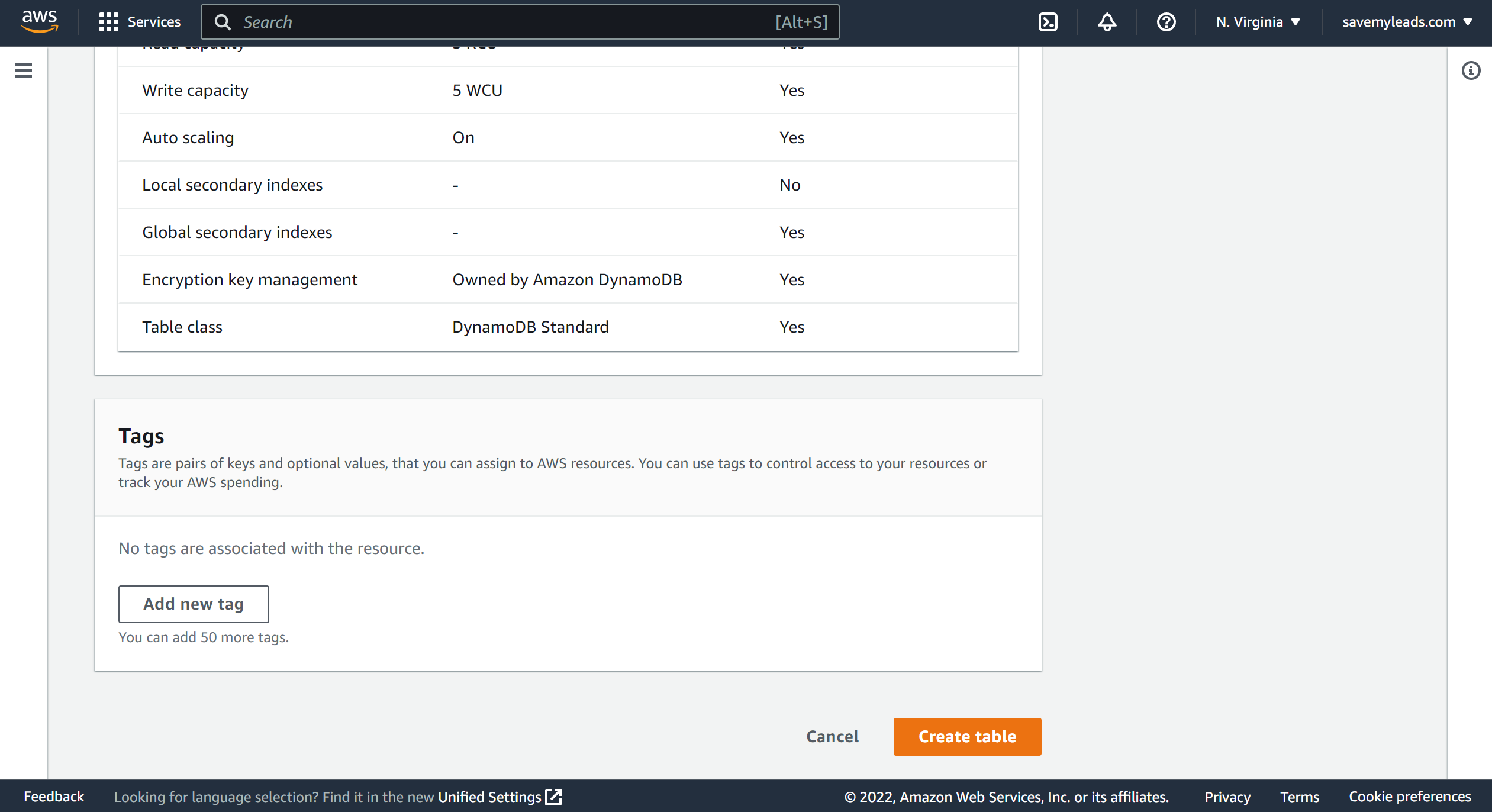 How to Connect Webhooks with Amazon DynamoDB | Creating table