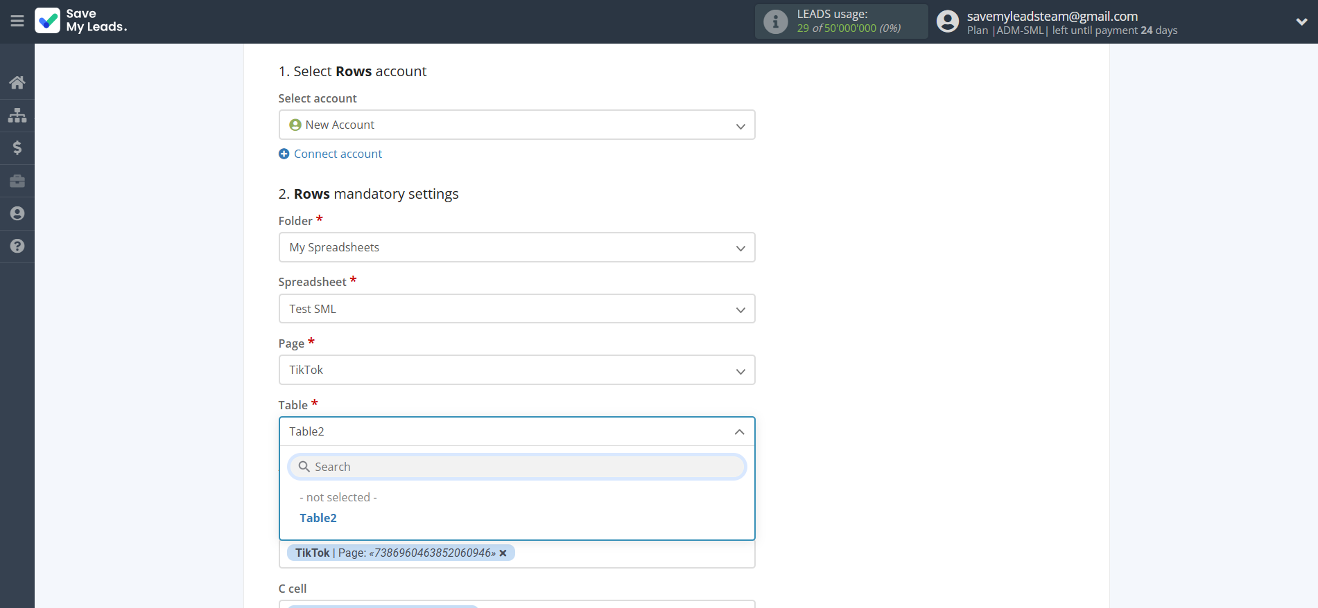 How to Connect TikTok with Rows Add Row | Assigning fields How to Connect TikTok with Rows Add Row | Assigning fields
