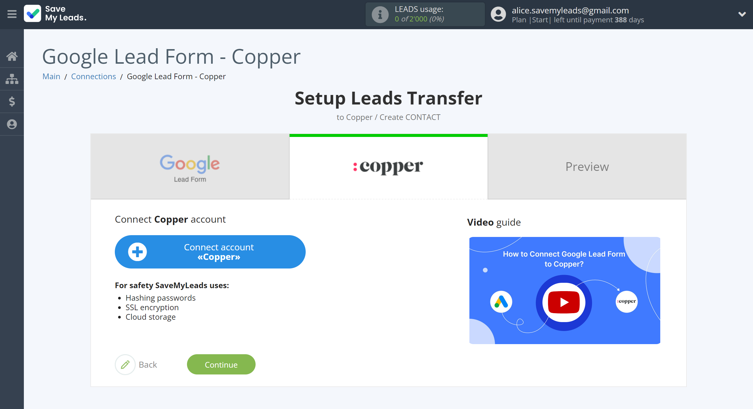 How to Connect Google Lead Form with Copper Create Contacts | Data Destination account connection