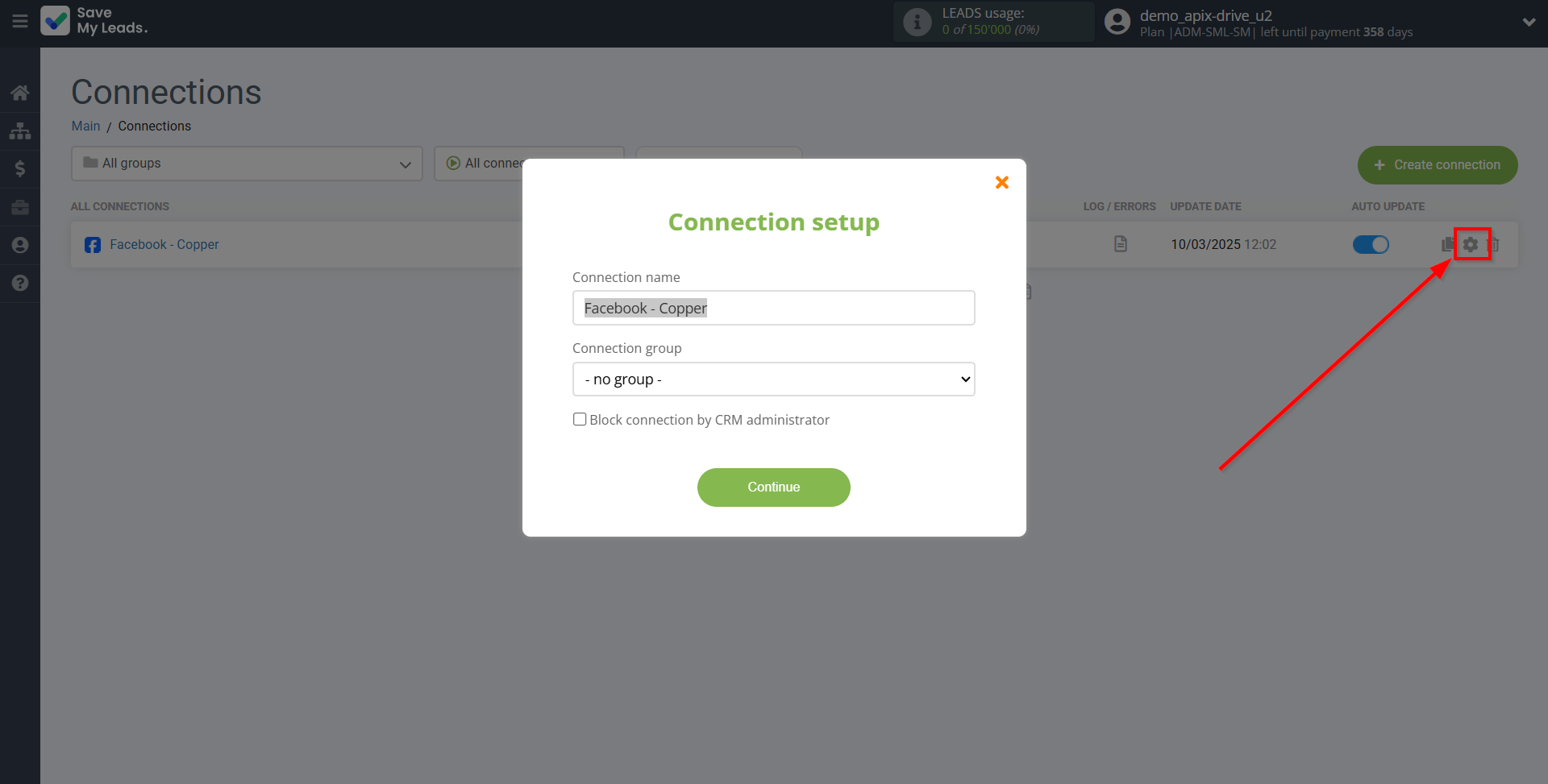 How to Connect Facebook with Copper Create Contacts | Name and group connection