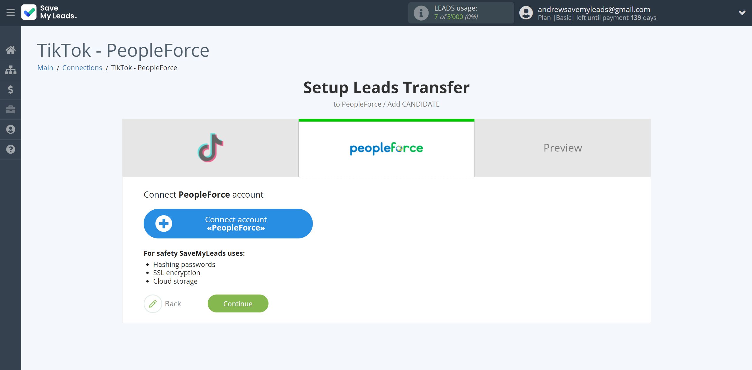 How to Connect TikTok with PeopleForce Add Candidate | Data Destination account connection