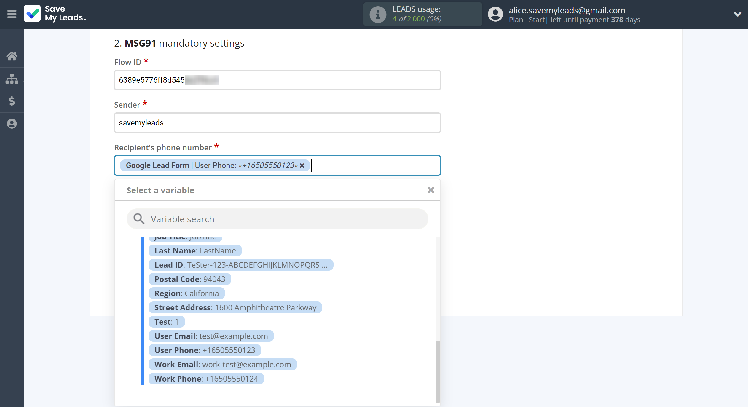 How to Connect Google Lead Form with MSG91 Send SMS | Assigning fields