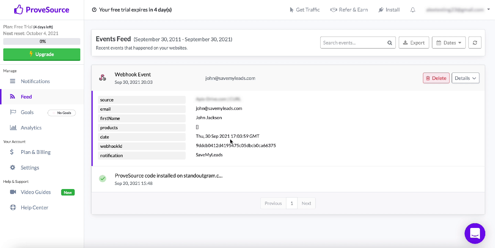 How to Automatically Send Data to ProveSource from Facebook Leads | Test data in the Feed section