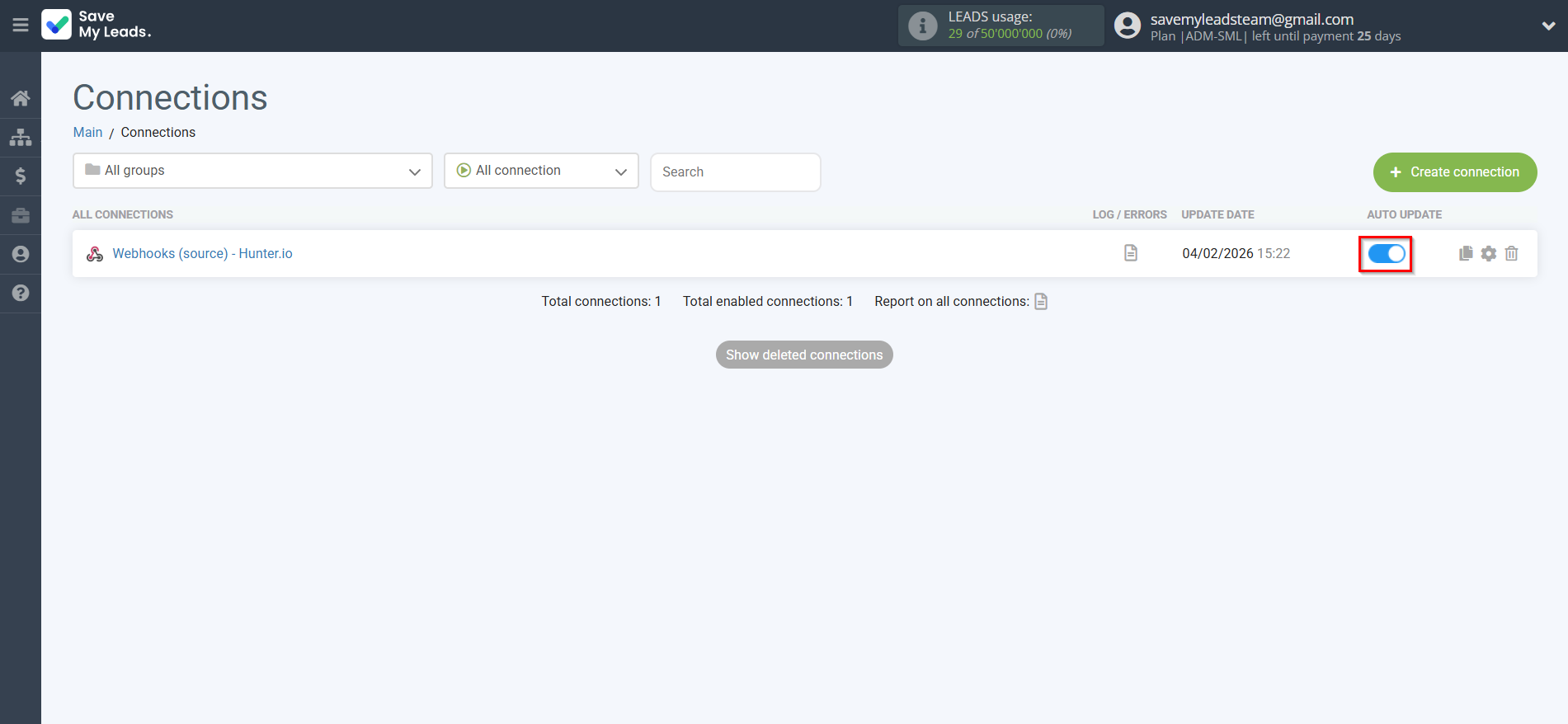 How to Connect Webhooks with Hunter.io Create Contact | Enable auto-update