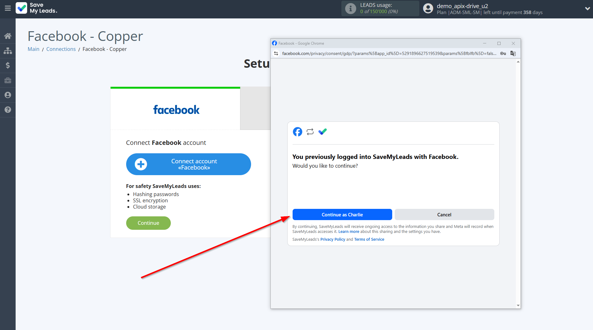 How to Connect Facebook with Copper Create Lead | Data Source account connection