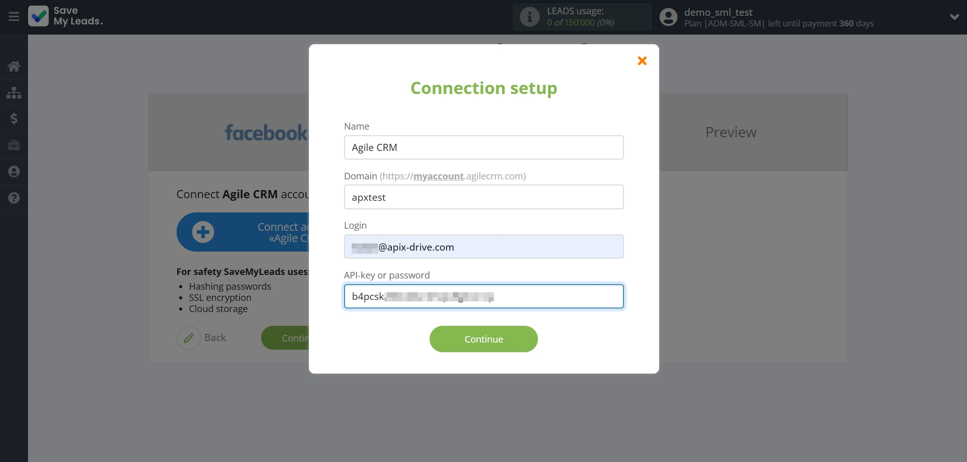 How to Connect Facebook with AgileCRM Create Deal | Data Destination account connection