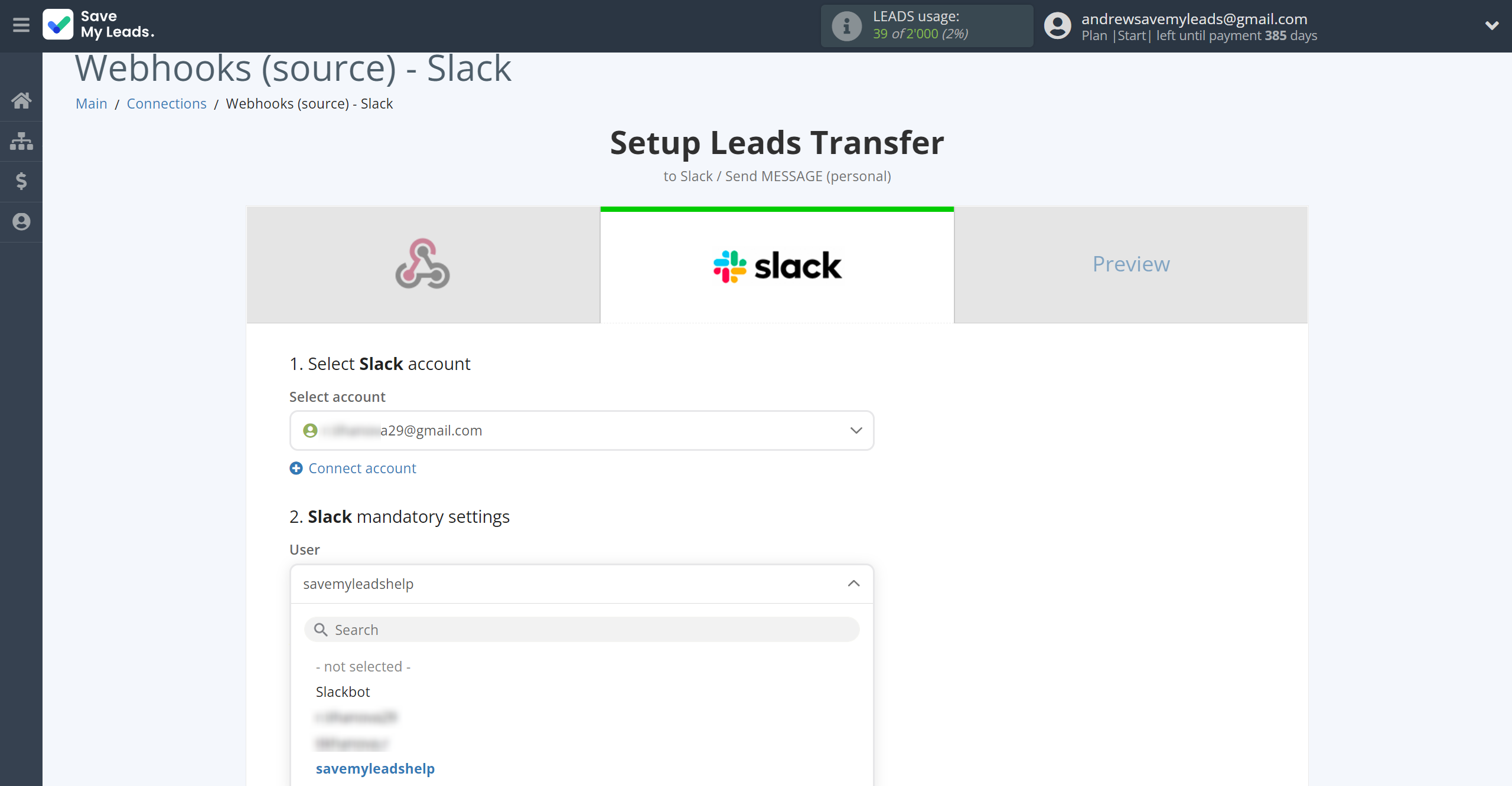 How to Connect Webhooks with Slack Personal Notification | Assigning fields