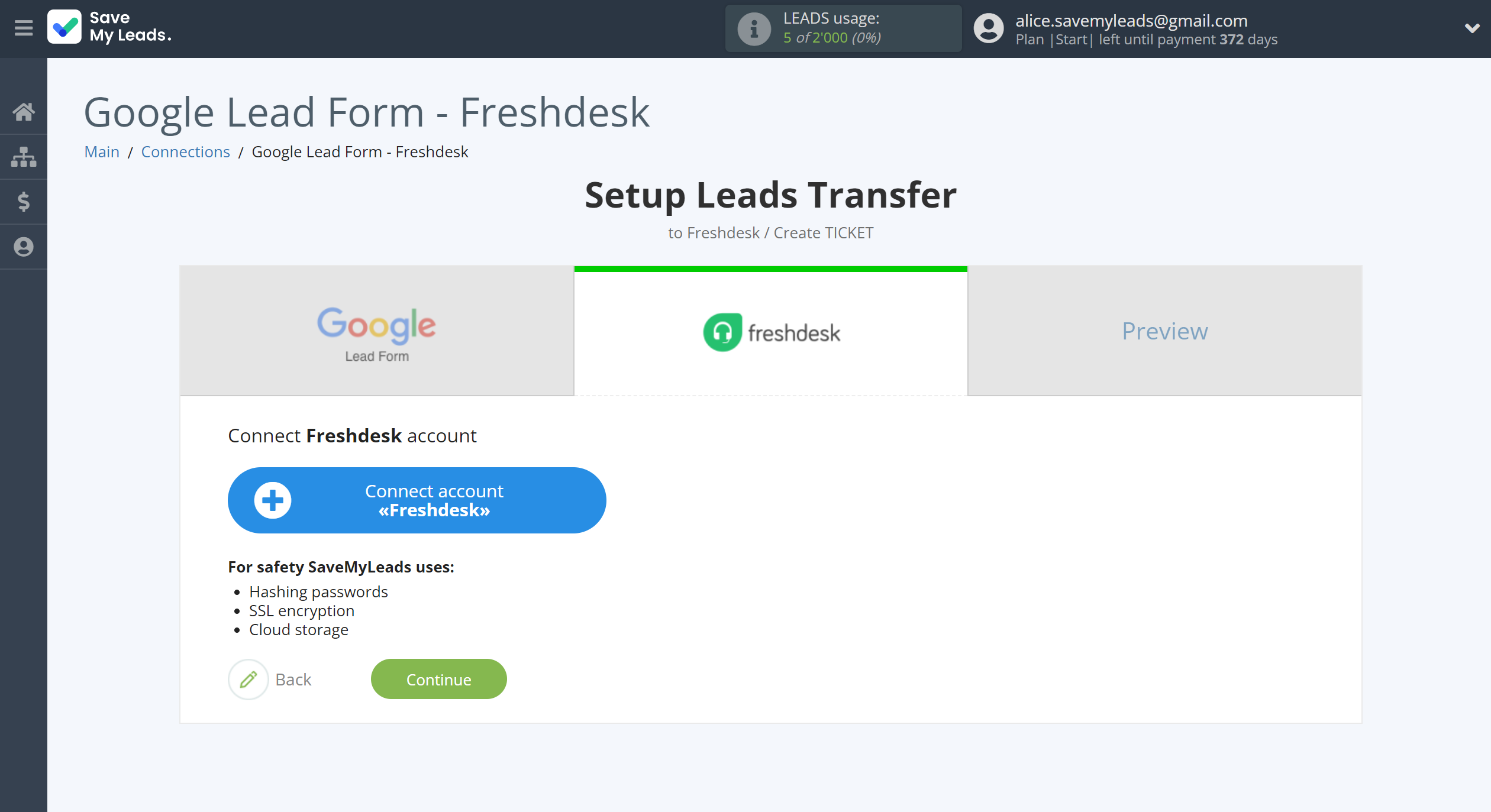 How to Connect Google Lead Form with Freshdesk Create Ticket | Data Destination account connection