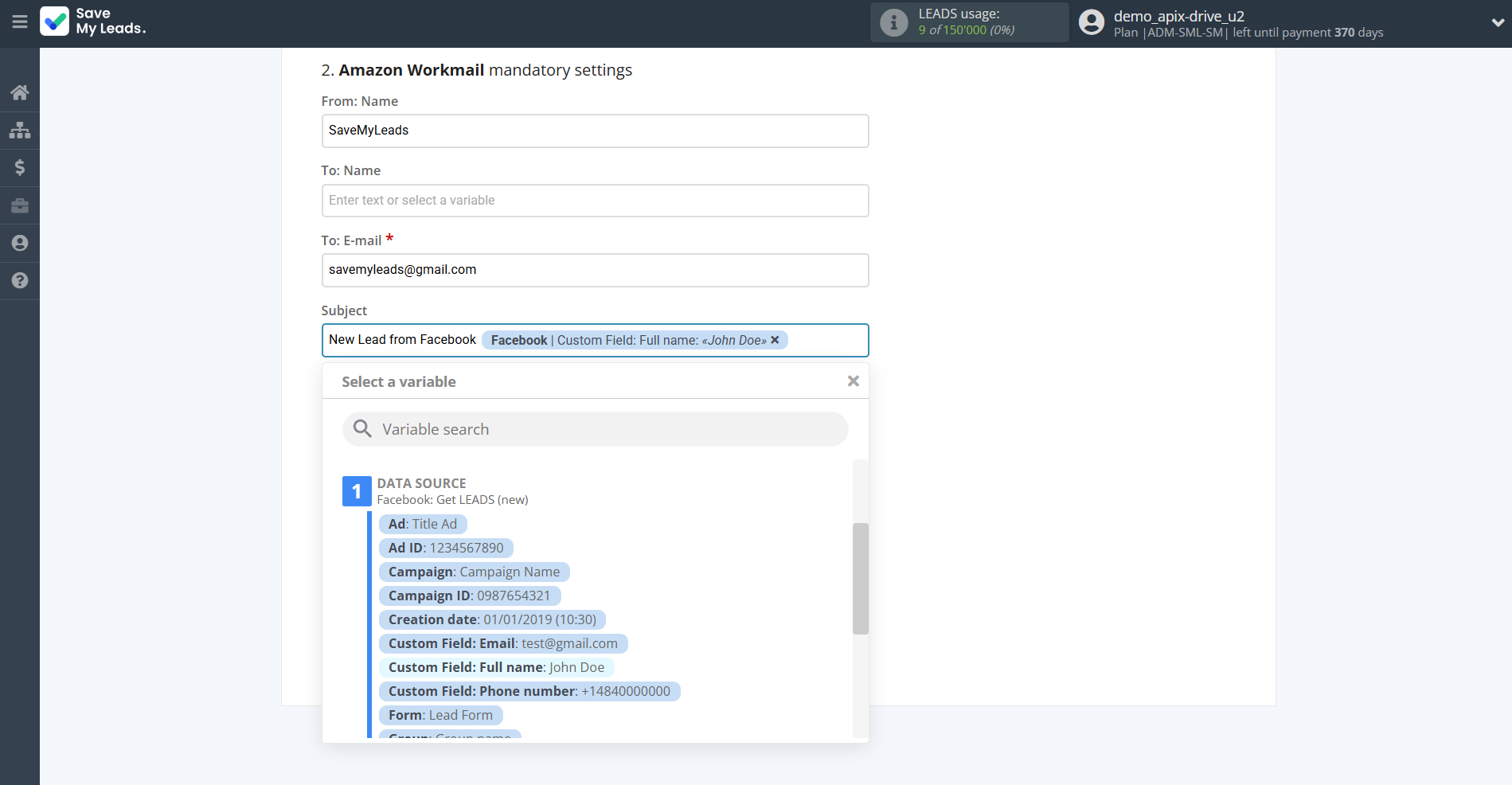 How to Connect Facebook with Amazon Workmail | Assigning fields How to Connect Facebook with Amazon Workmail | Assigning fields