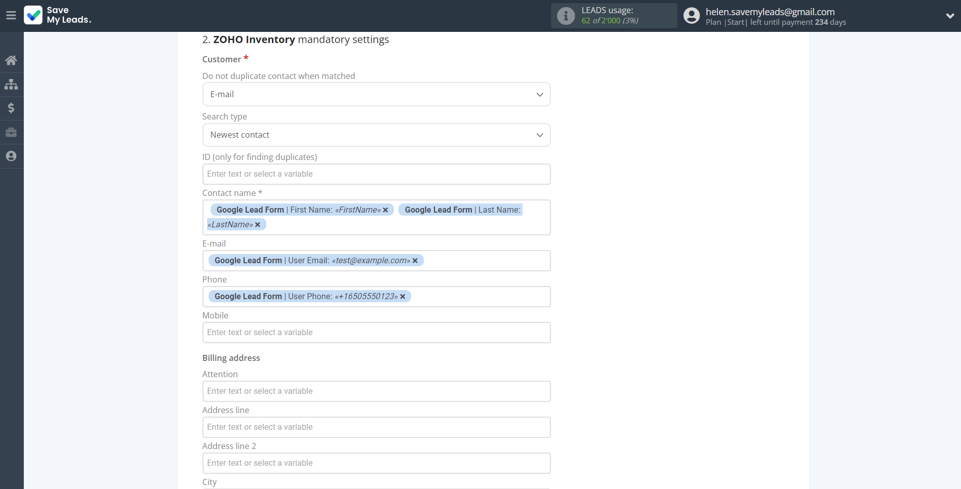 How to Connect Google Lead Form with Zoho Inventory Create sales Order | Assigning fields