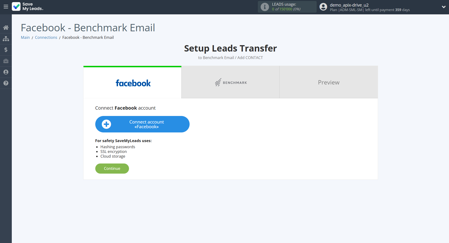 How to Connect Facebook with Benchmark Email | Data Source account