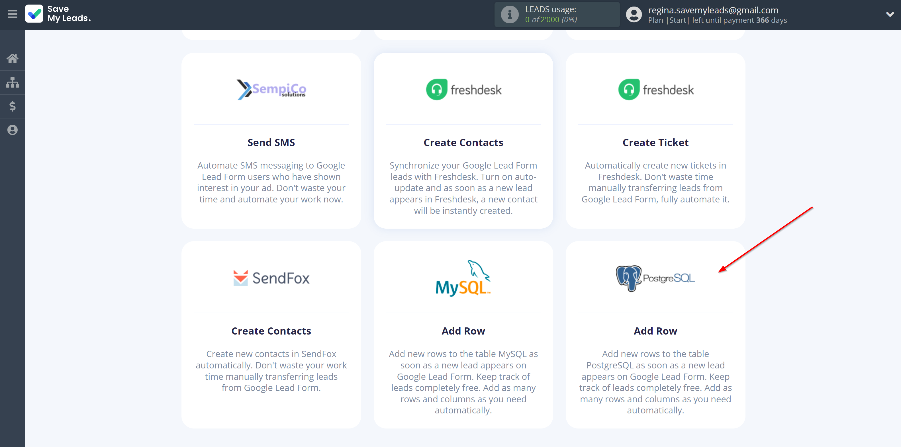 How to Connect Google Lead Form with PostgreSQL | Data Destination system selection