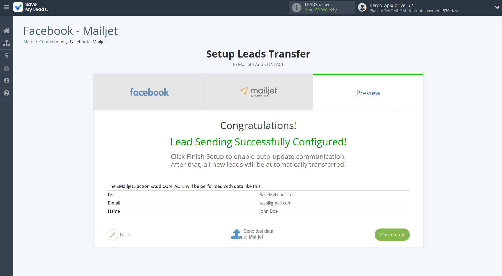 How to Connect Facebook with Mailjet | Test data How to Connect Facebook with Mailjet | Test data