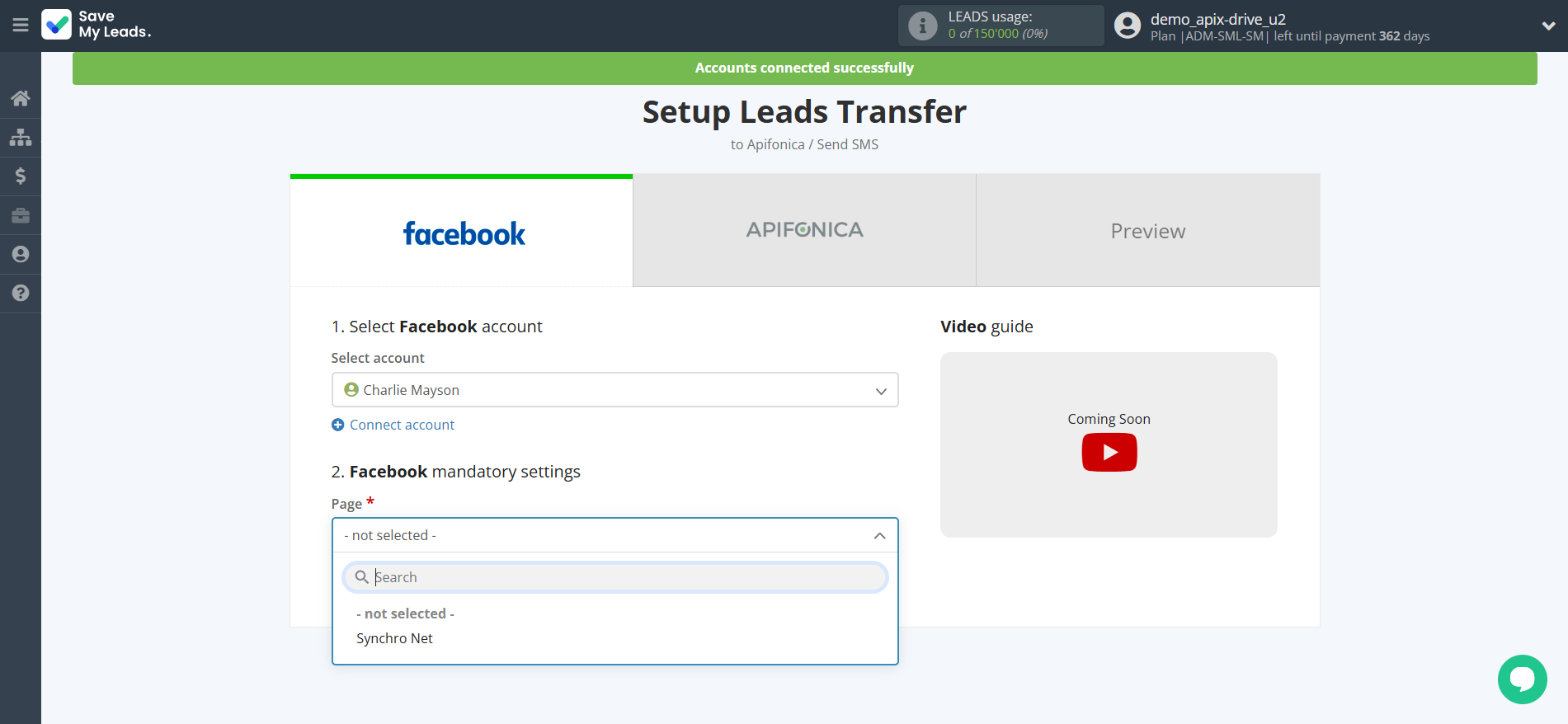 How to Connect Facebook with Apifonica | Data Source account connection