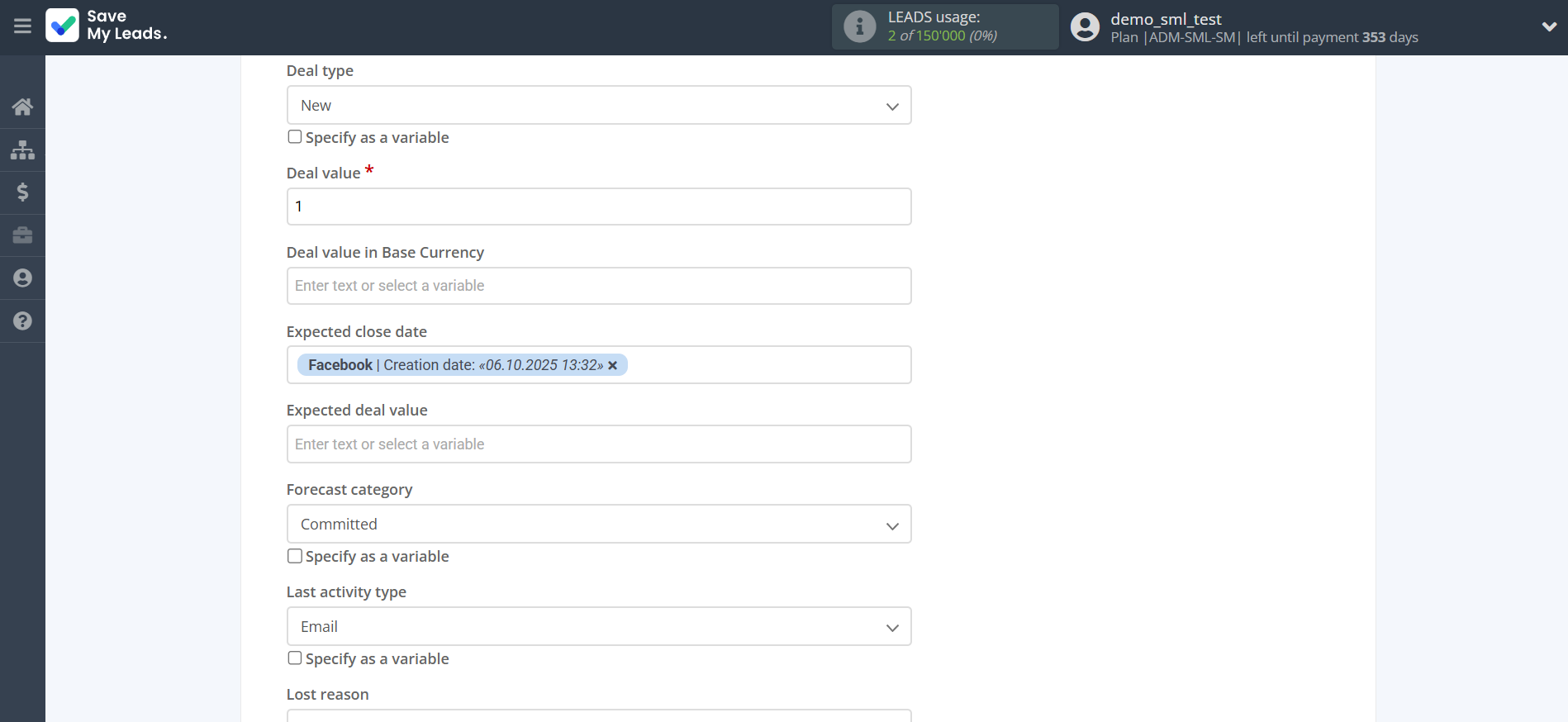 How to Connect Facebook with Freshworks Create Deal | Assigning fields How to Connect Facebook with Freshworks Create Deal | Assigning fields