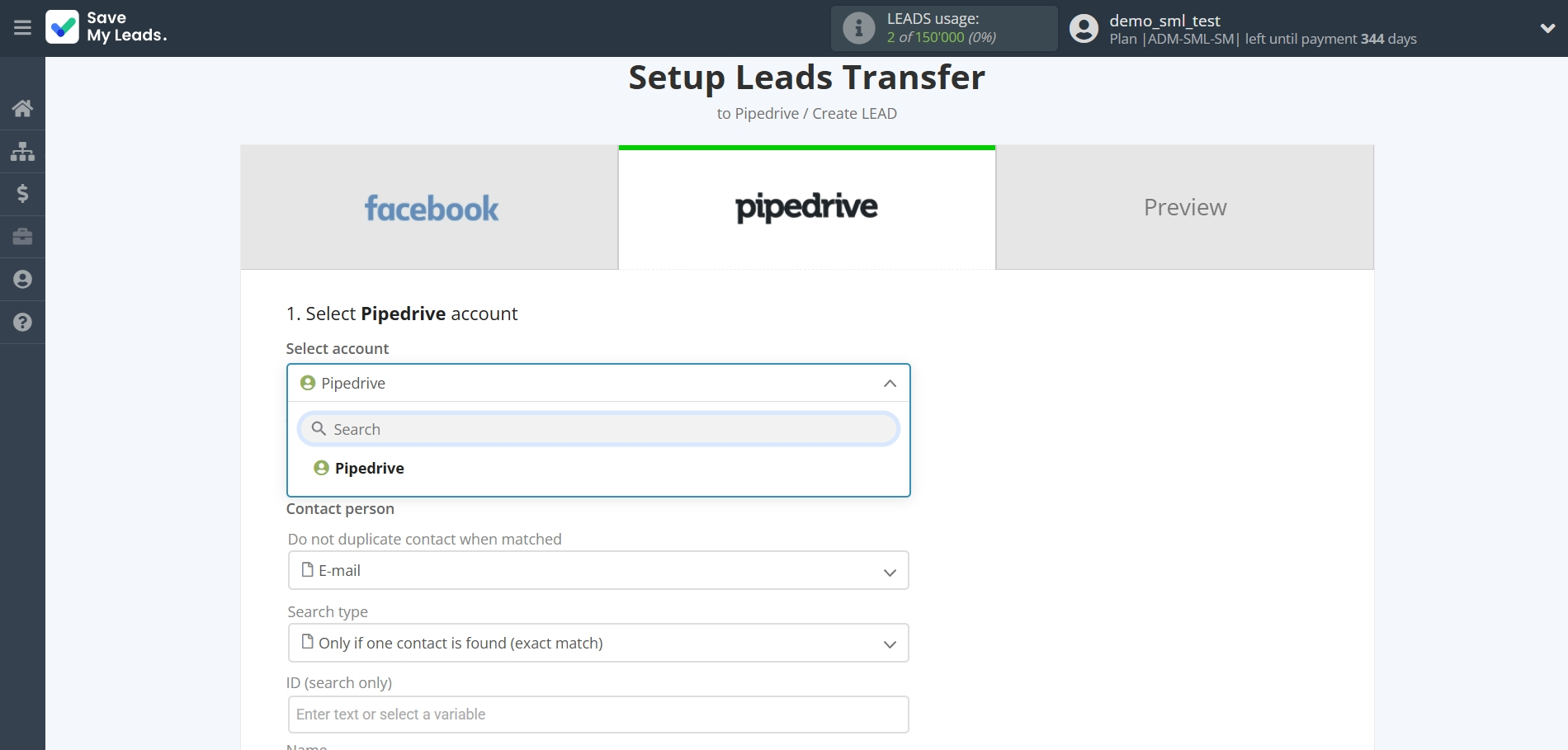 How to Connect Facebook with Pipedrive Create Lead | Data Destination account selection How to Connect Facebook with Pipedrive Create Lead | Data Destination account selection